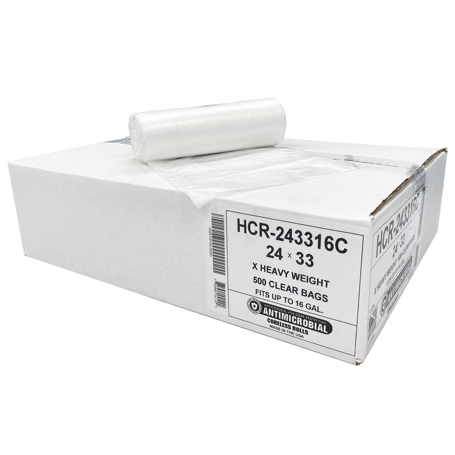12 16 Gal Clear Trash Bags (500 Count)