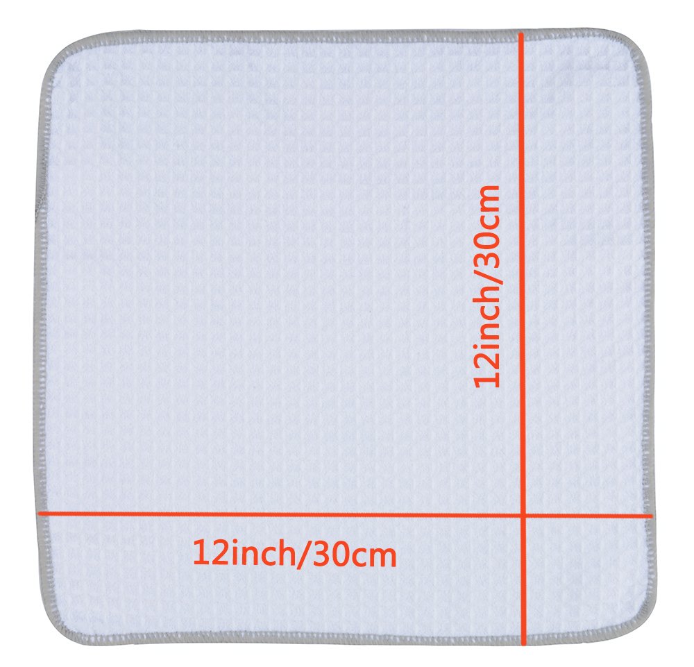 Waffle Microfiber Dish Cloths White Kitchen Towels (6 Count)
