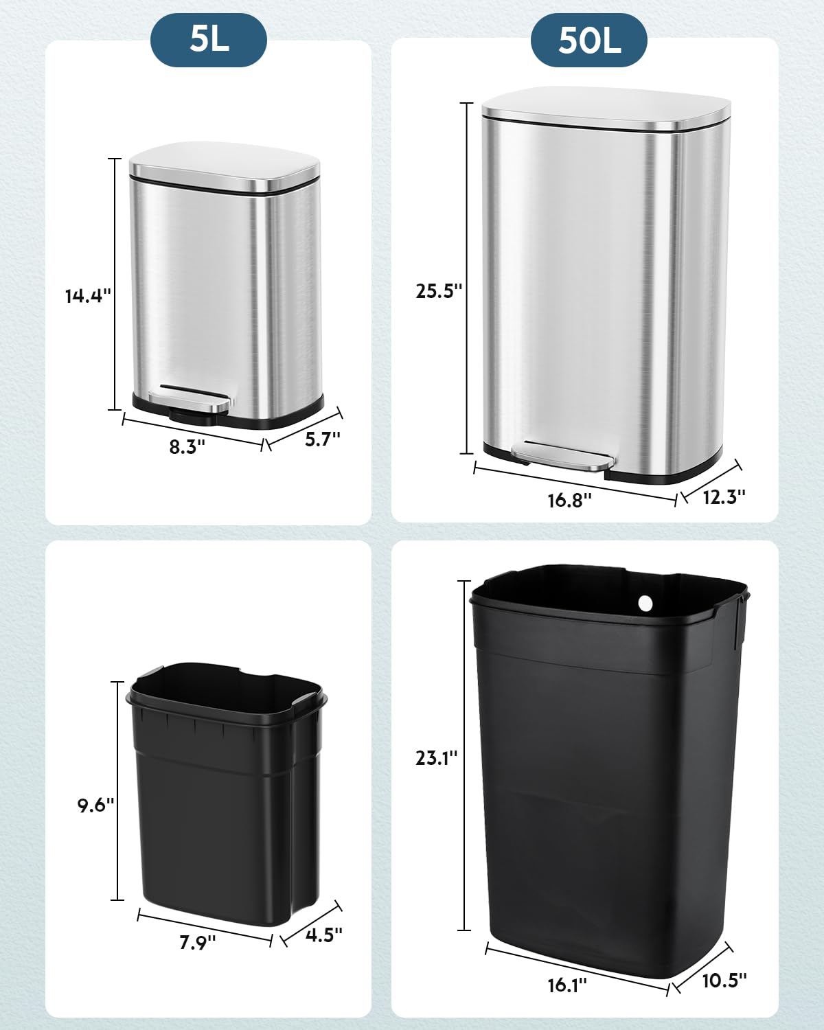 13.2 +1.3 Gallon Step Trash Can w
