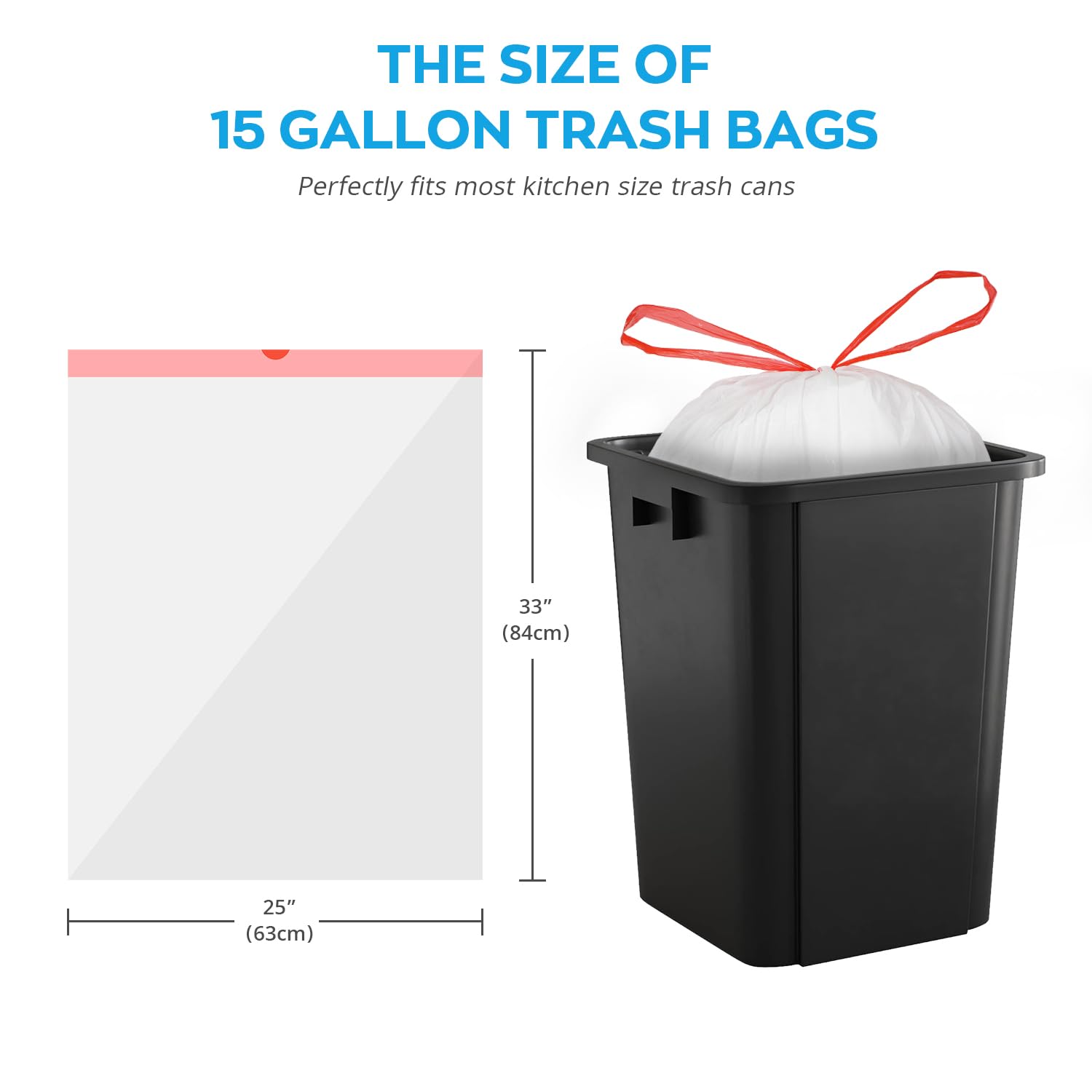 Ultra Thick 15 Gallon Drawstring Trash Bags (108 Count)
