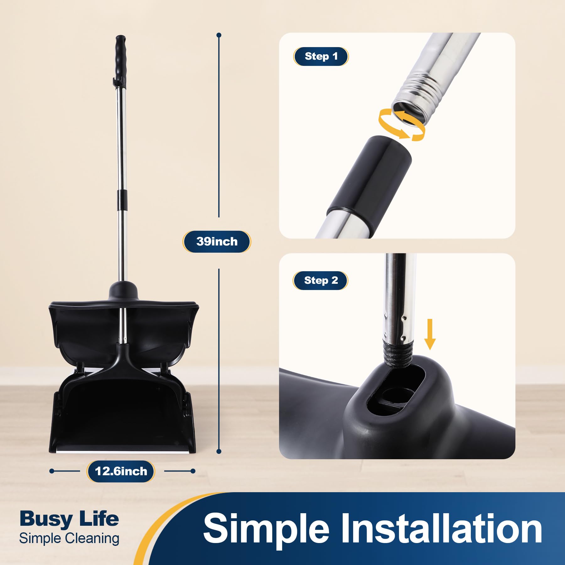 Commercial Dustpan with Wheels and Windproof Cover Indoor&Outdoor