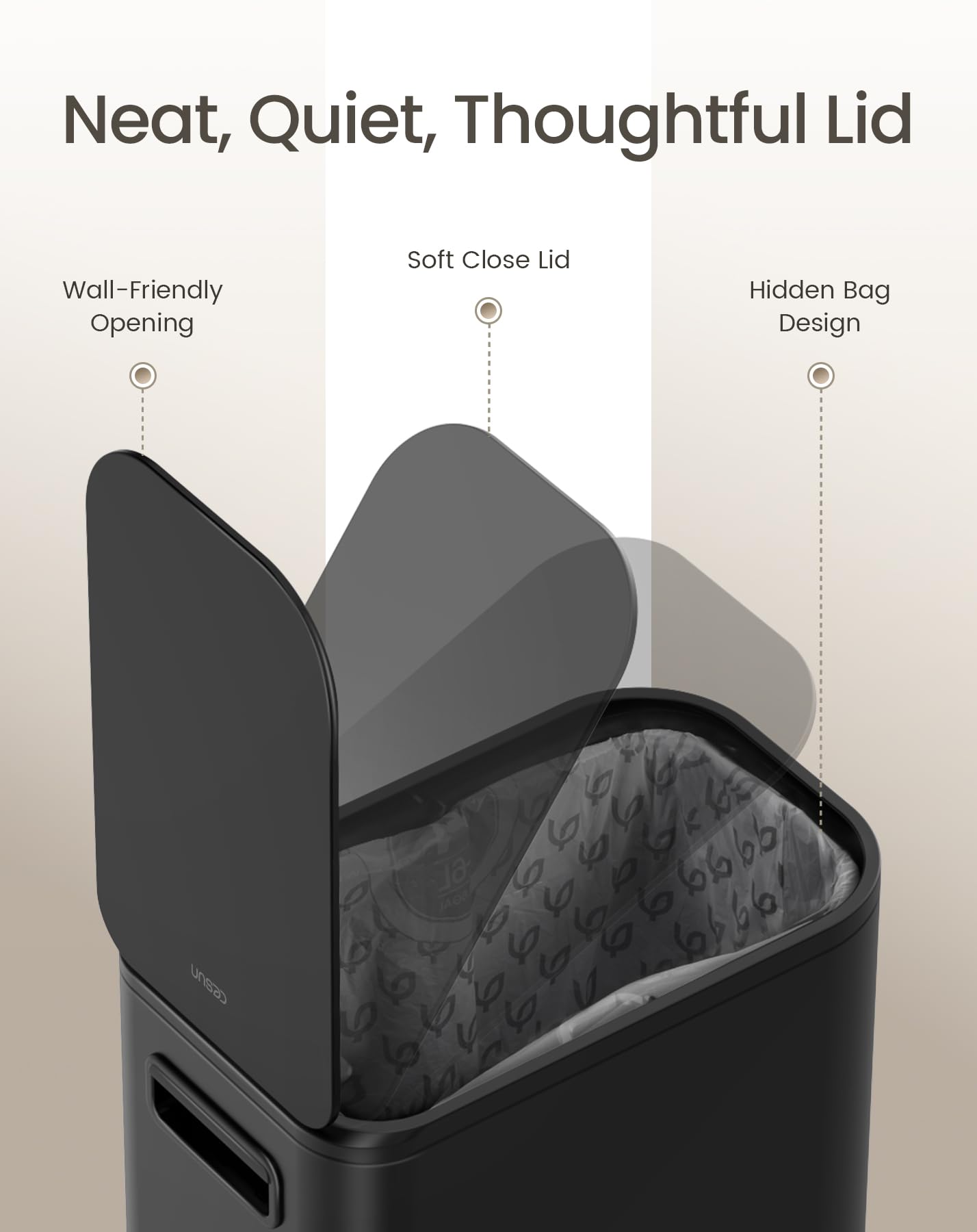 Small Black Bathroom Trash Can with Lid Soft Close & Pedal