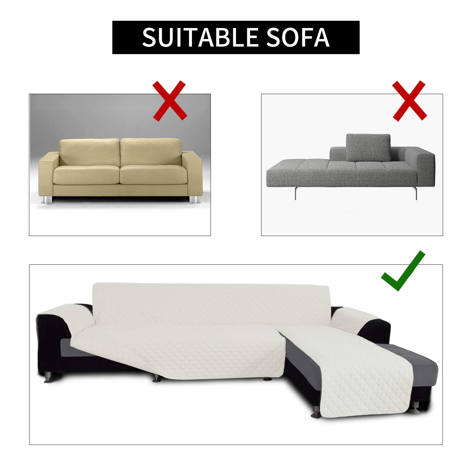 Reversible L Shape Sectional Couch Cover