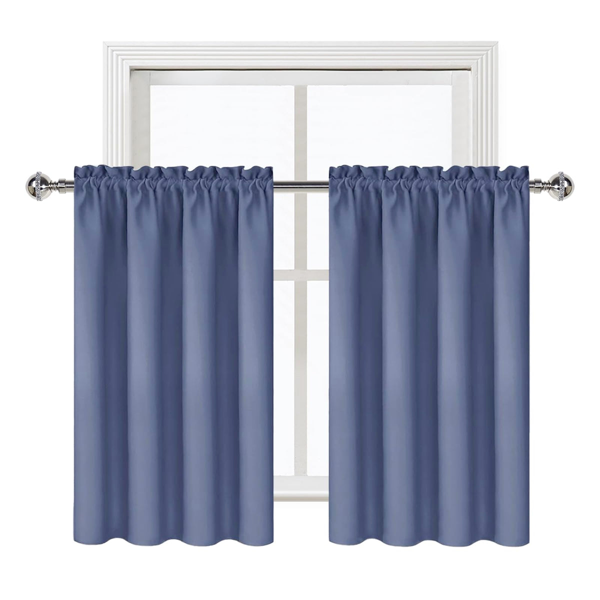 Short Blackout Curtains 42 x 36 Inch for Kitchen RV Bunk Dusty Blue