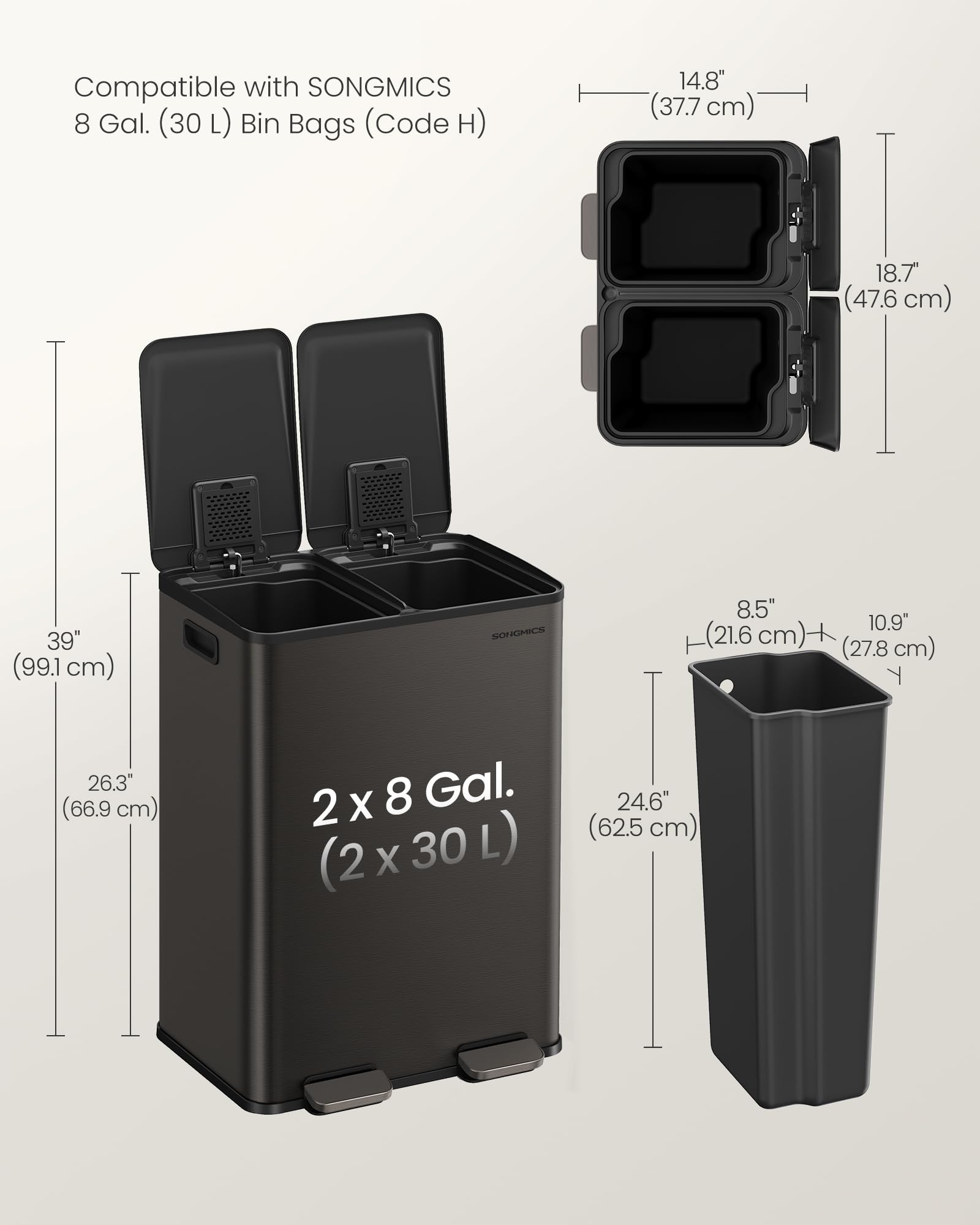 Trash Can 2 x 8 Gallon