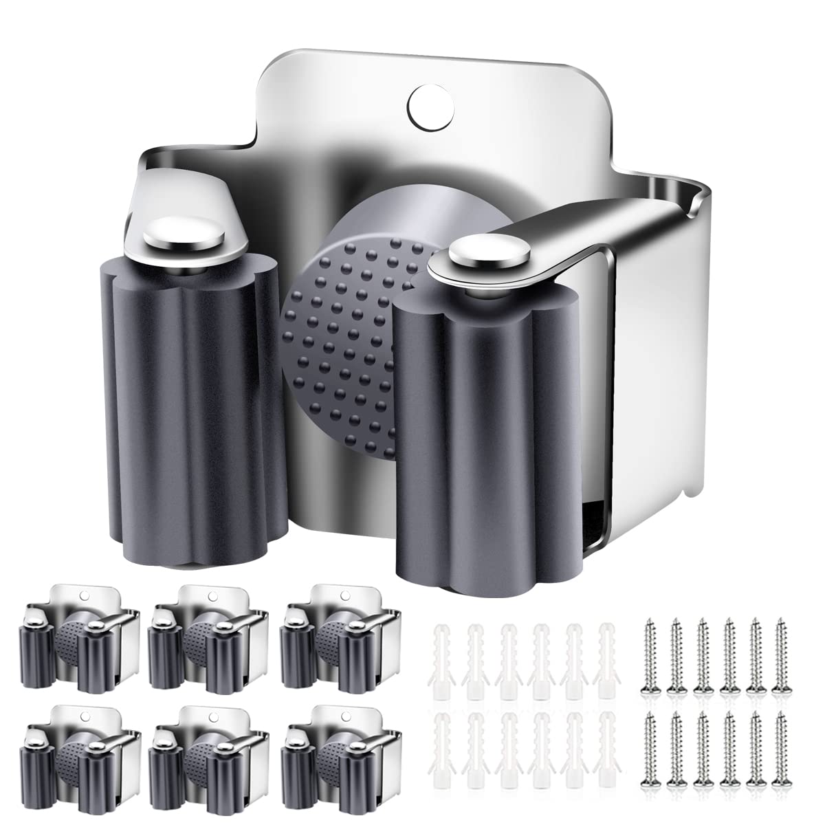 6 Pack Broom Holder Wall Mount (6 Count)