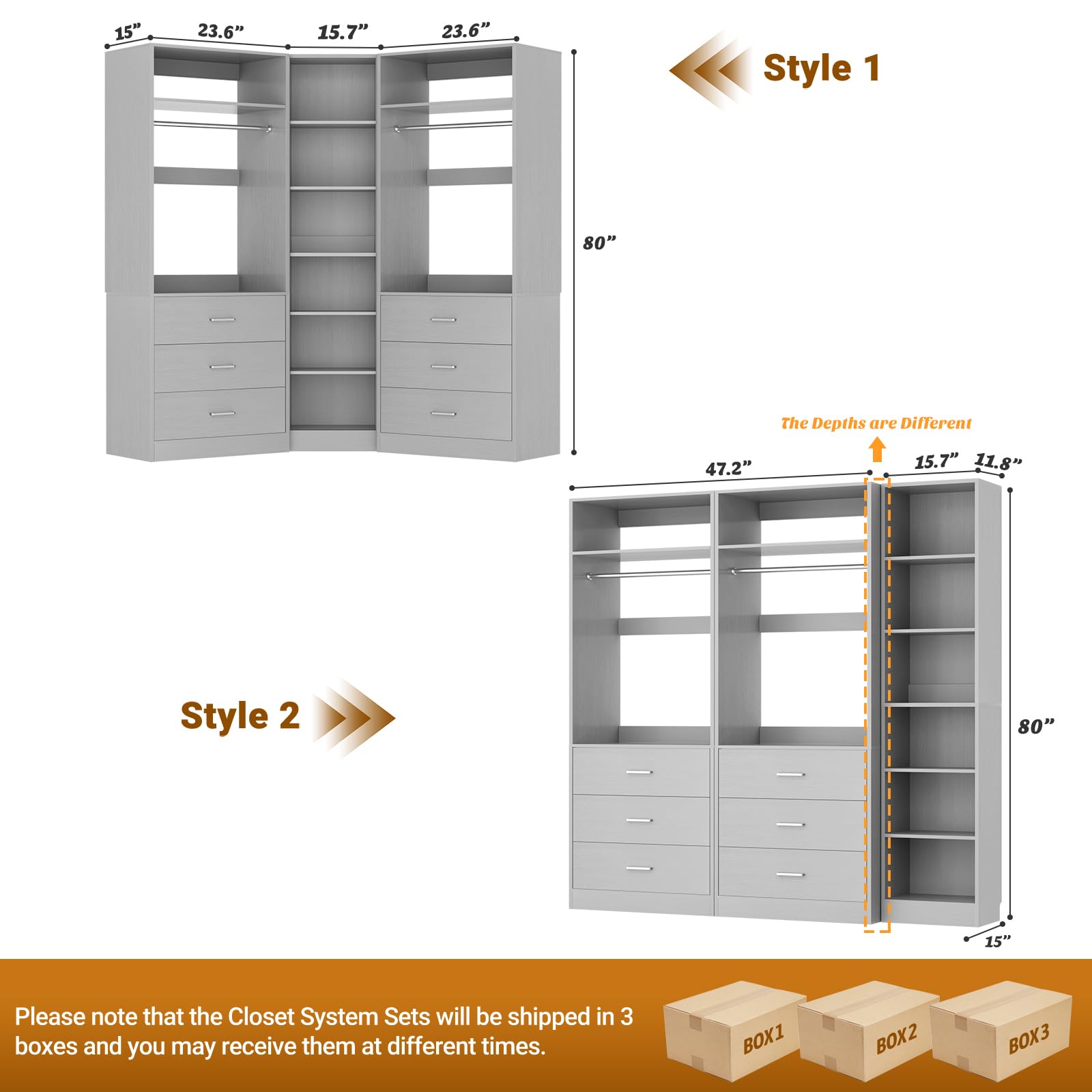 Closet System with 6 Drawers & 10 Shelves