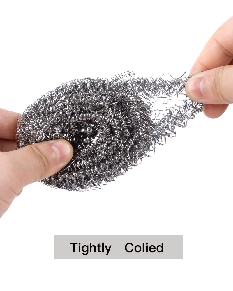 12Pcs Steel Wool Scrubber Pads for Cleaning Dishes (12 Count)