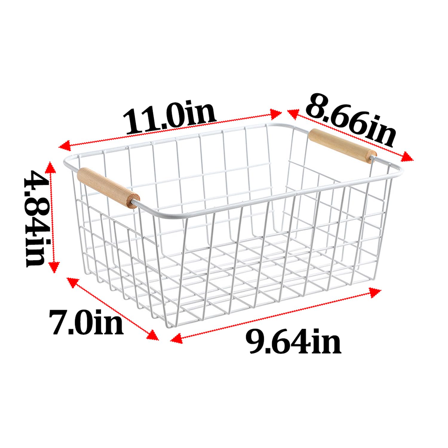 White Wire Baskets for Organizing with Handles (4 Count)
