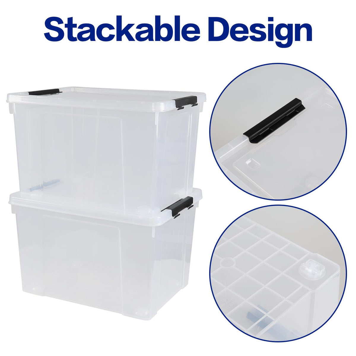 50 L Plastic Storage Bins with Latching Lids and Wheels (4 Count)