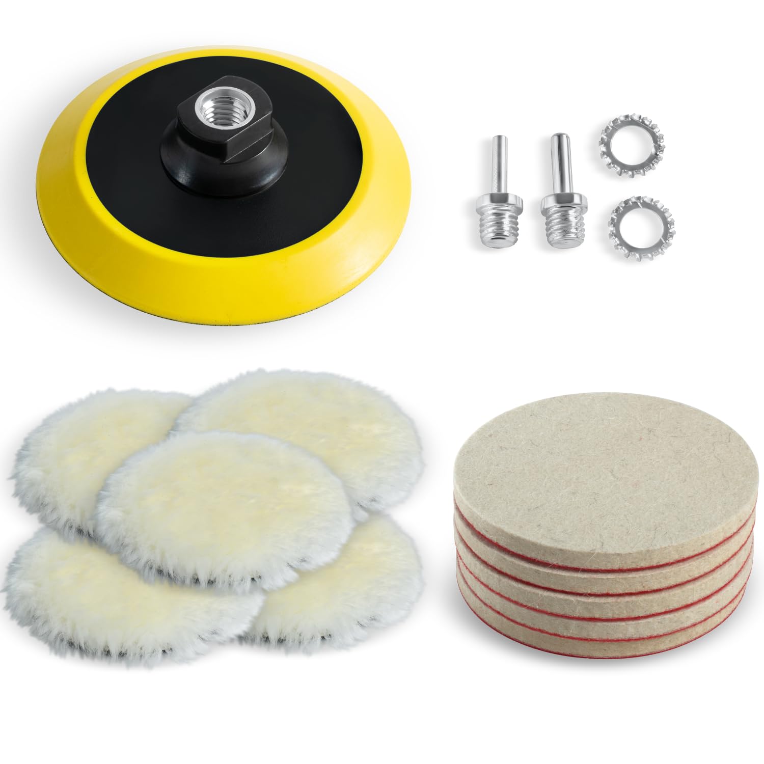 5 Inch Wool Polishing Kit for Drill or Angle Grinder or Orbital (10 Count)