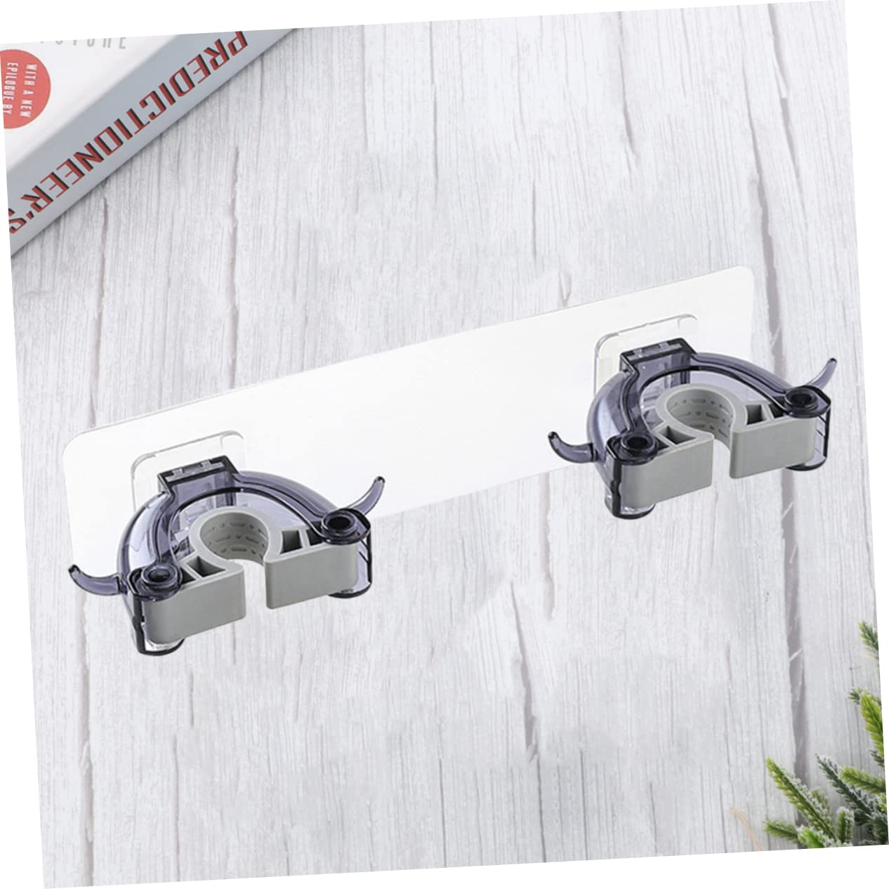 Dual Buckle Mop Holder Wall Mounted Seamless Mop Hook for Home Kitchen Bathroom Organizer Punch Heavy Duty Broom Hanger Clip Black