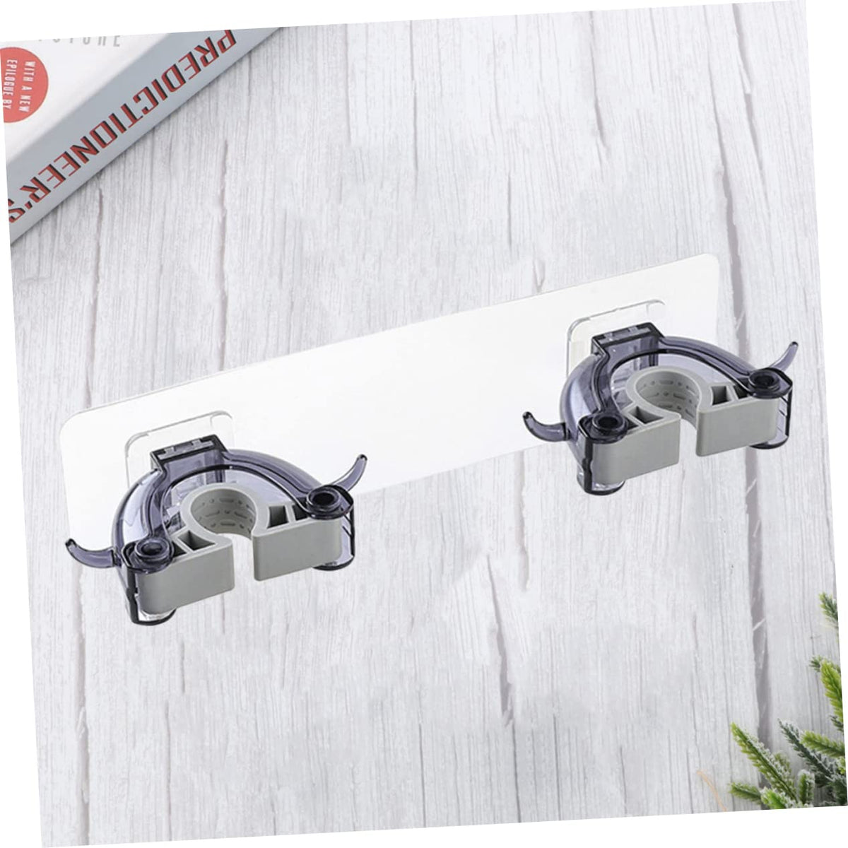 Dual Buckle Mop Holder Wall Mounted Seamless Mop Hook for Home Kitchen Bathroom Organizer Punch Heavy Duty Broom Hanger Clip Black
