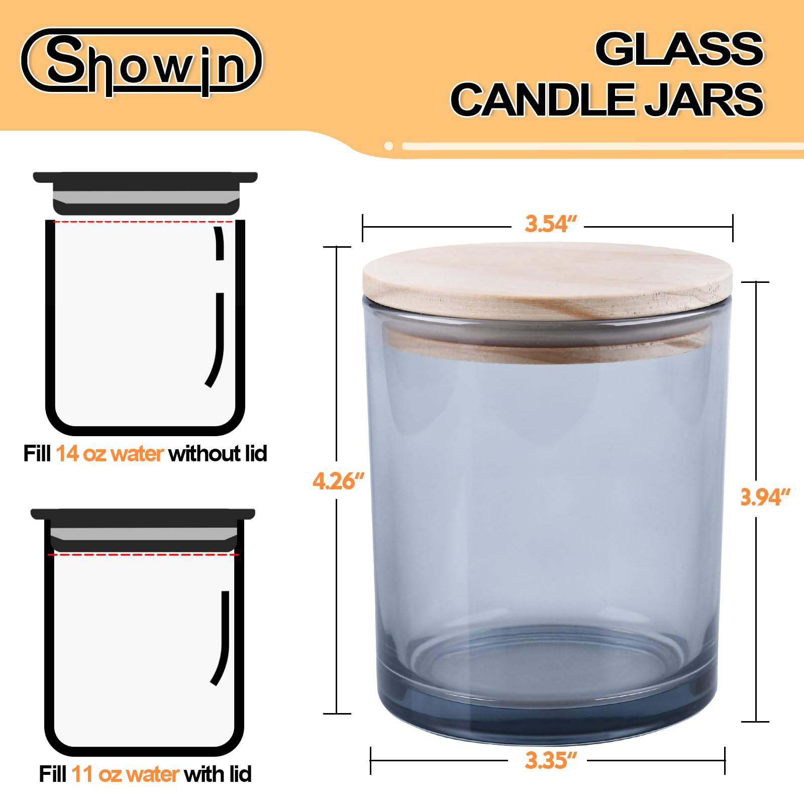 14 OZ Thick Candle Jars for Making Candles 12 Pcs (12 Count)