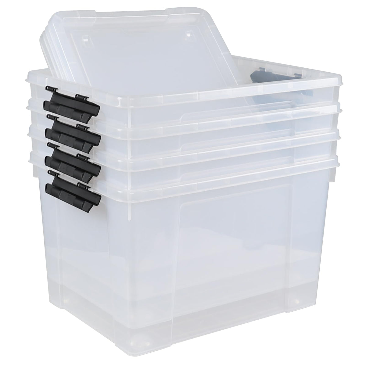 50 L Plastic Storage Bins with Latching Lids and Wheels (4 Count)
