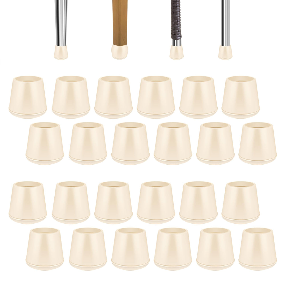 1" Round Rubber Chair Leg Tips Caps (24 Count)