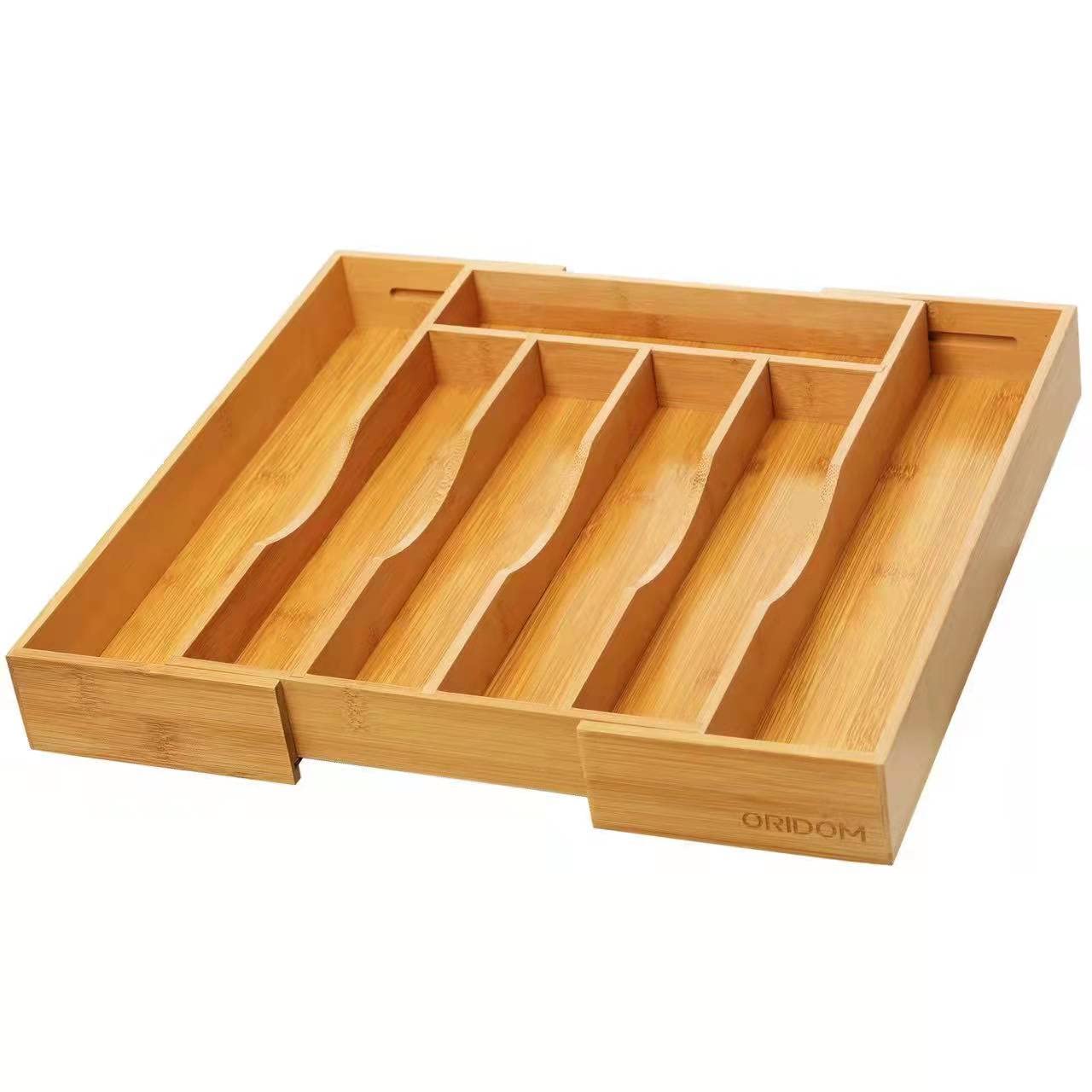 Expandable Bamboo Kitchen Drawer Organizer for Cutlery and Utensils