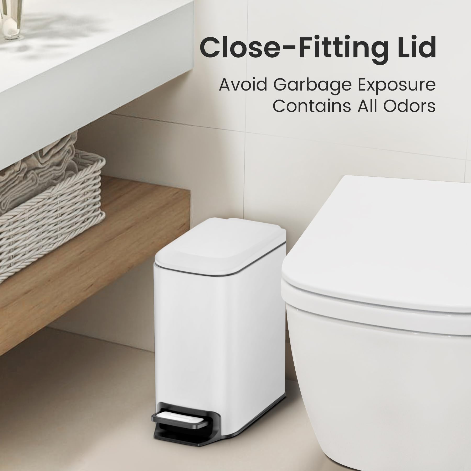 Small Bathroom Trash Can with Lid