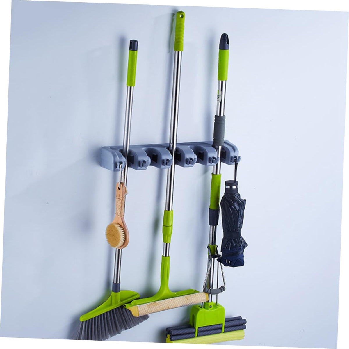 Wall mounted Mop Stand Bathroom Organizers for Holders Hook Wall Storage Organizer Kitchen Mop Broom Holder Over The Door Organizer Wall Mounted Storage Tool Storage Rack Blue