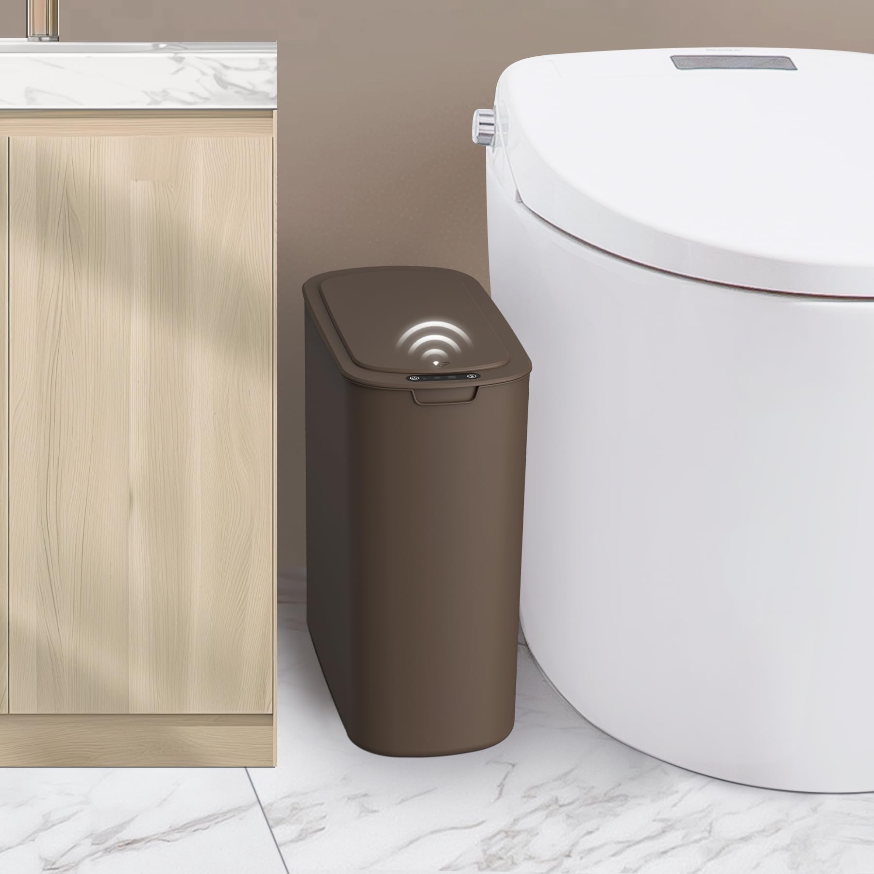 Automatic Motion Sensor Bathroom Trash Can with Lid