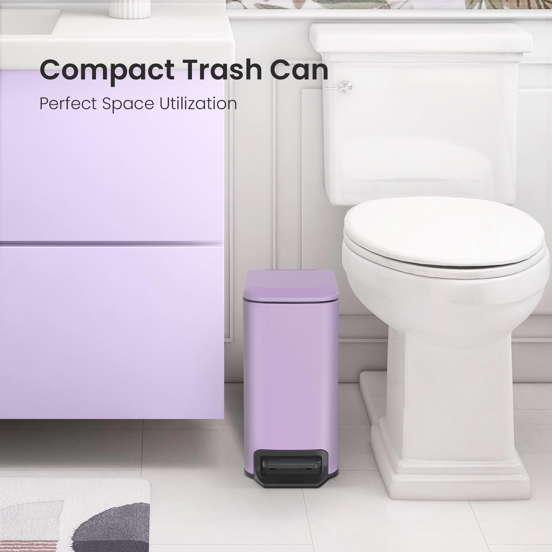 Small Bathroom Trash Can with Lid