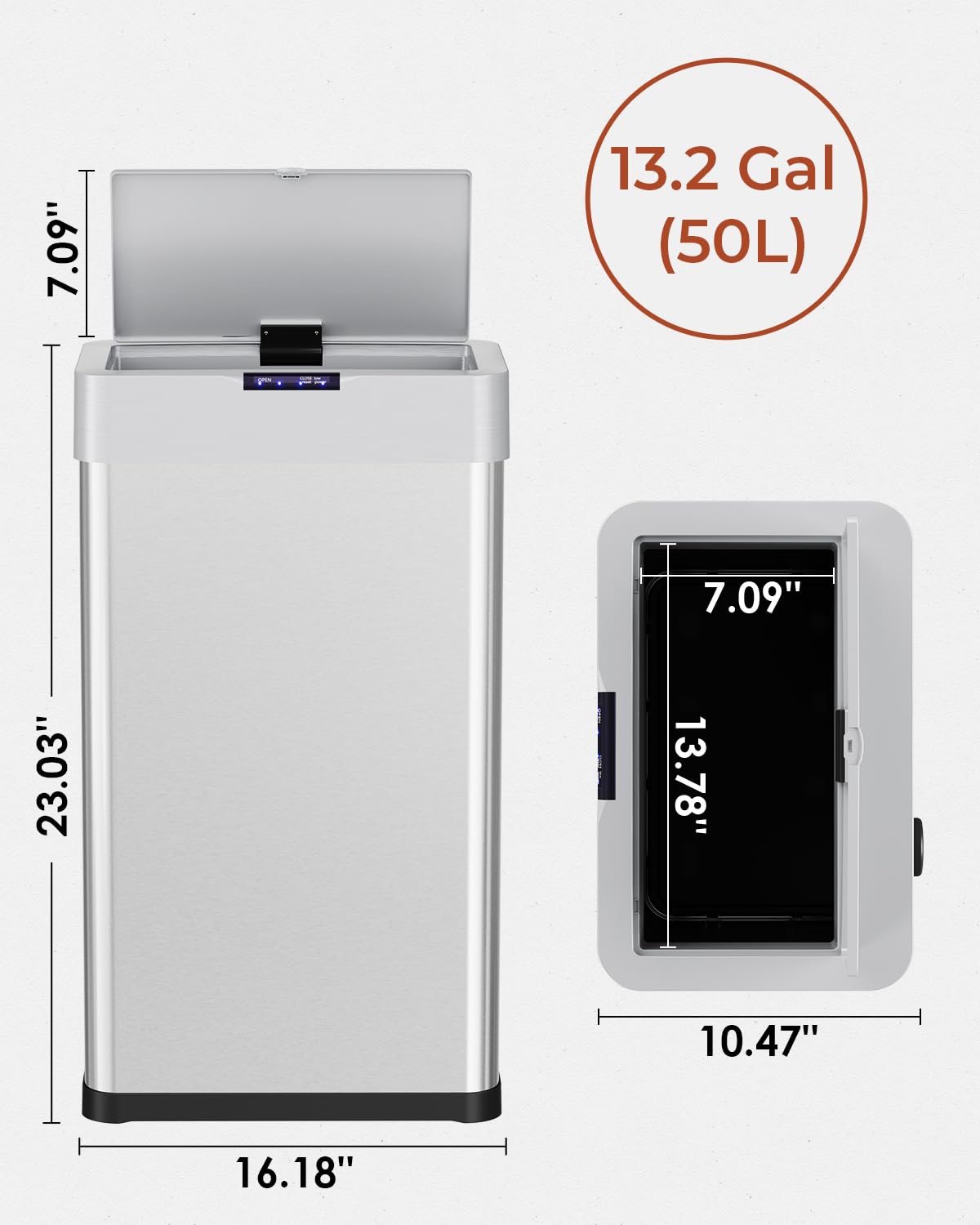 13.2 Gallon Motion Sensor Trash Can