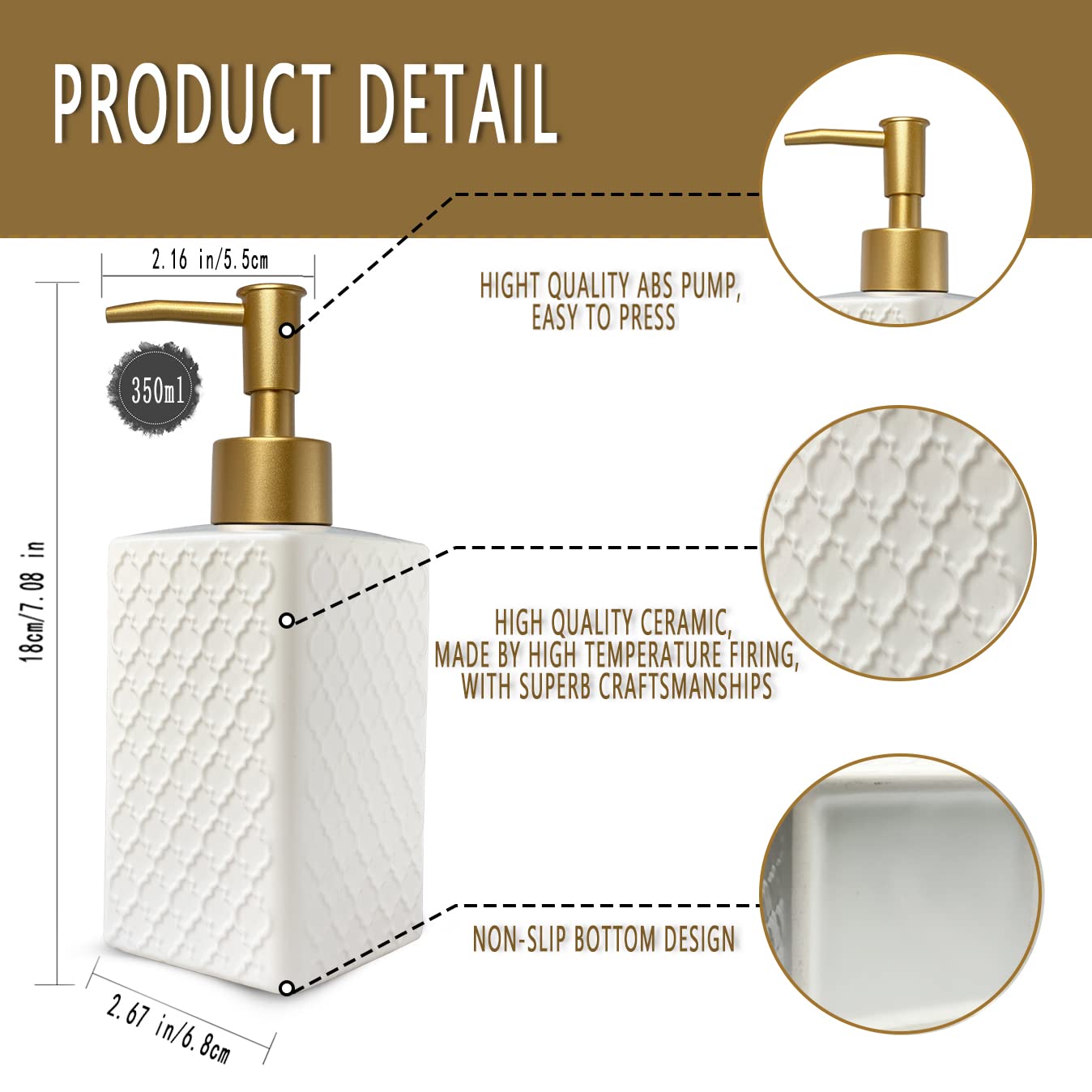 Gold Soap Dispenser for Bathroom