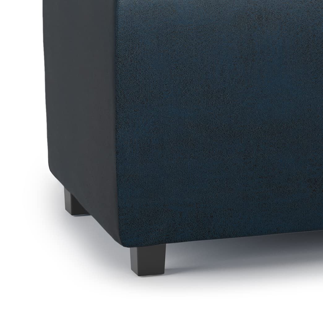 Avalon 42" Wide Vegan Leather Storage Ottoman in Dark Blue