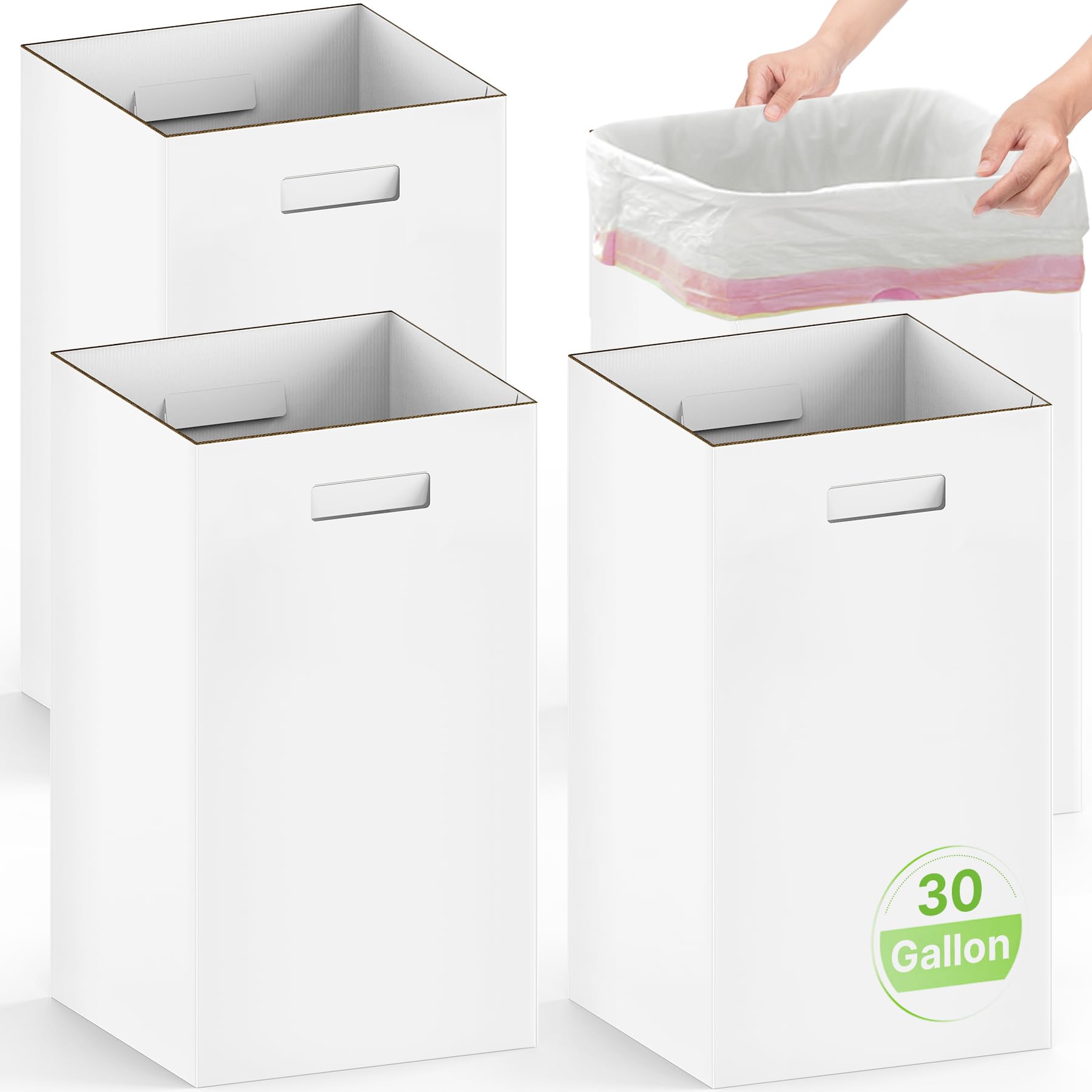 4 Pack 30 Gallon Corrugated Cardboard Disposable Trash Cans (4 Count)