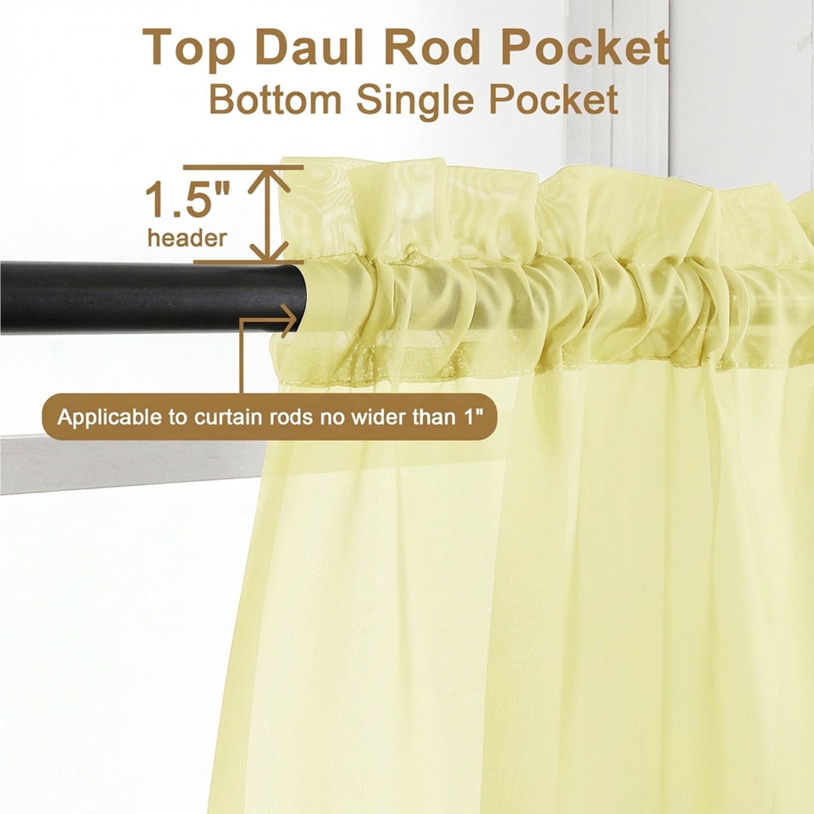 Sheer Tier Curtains 24 Inch Length (2 Count)