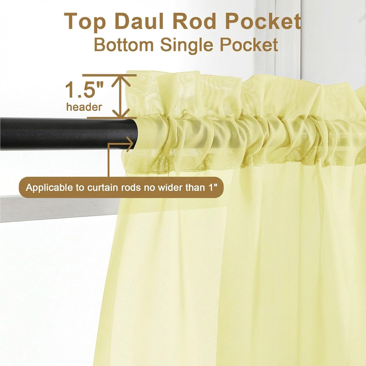 Sheer Curtains 45 Inch Long 2 Panels (2 Count)