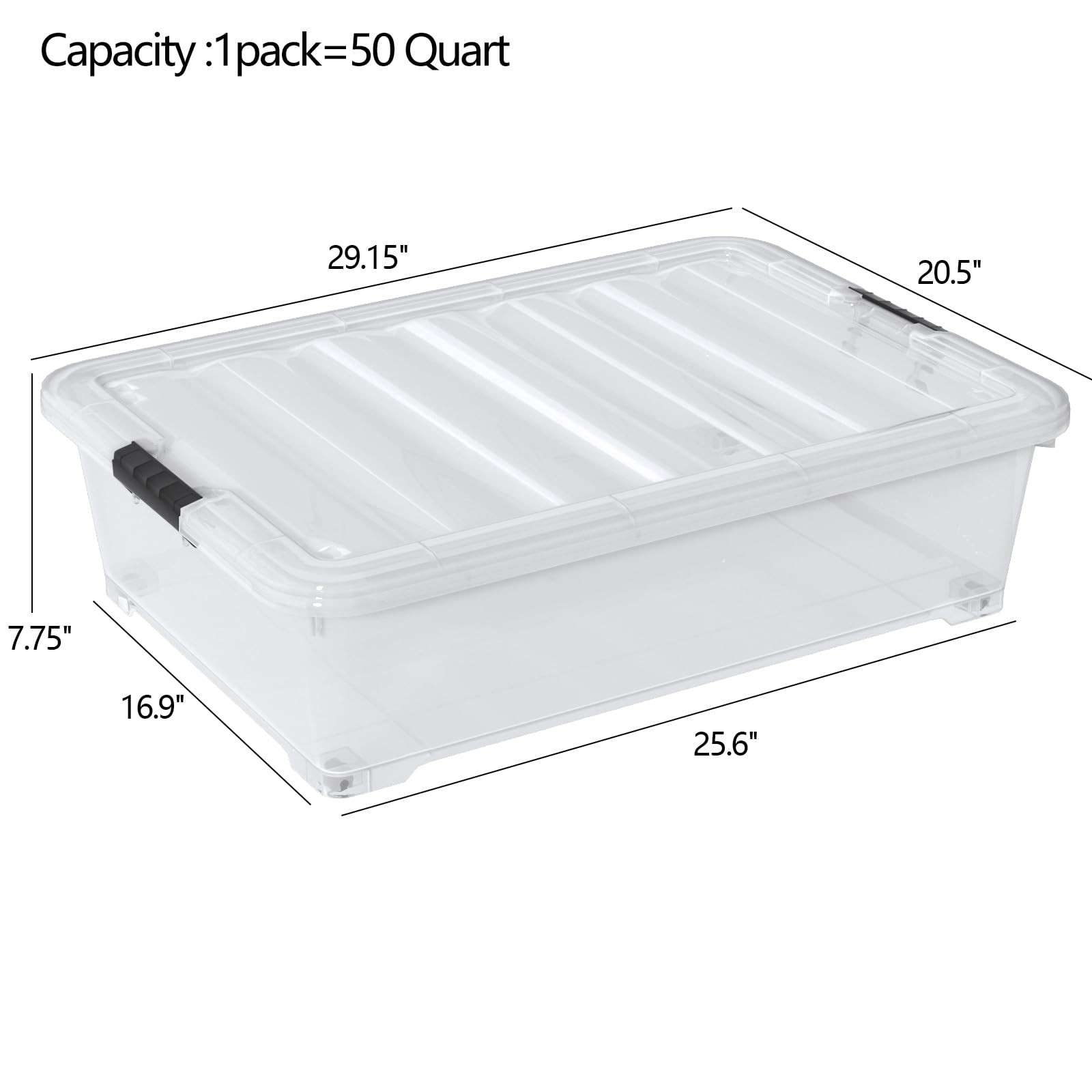 3-Pack 50-Quart Under Bed Storage Boxes, Plastic Containers Bin (3 Count)