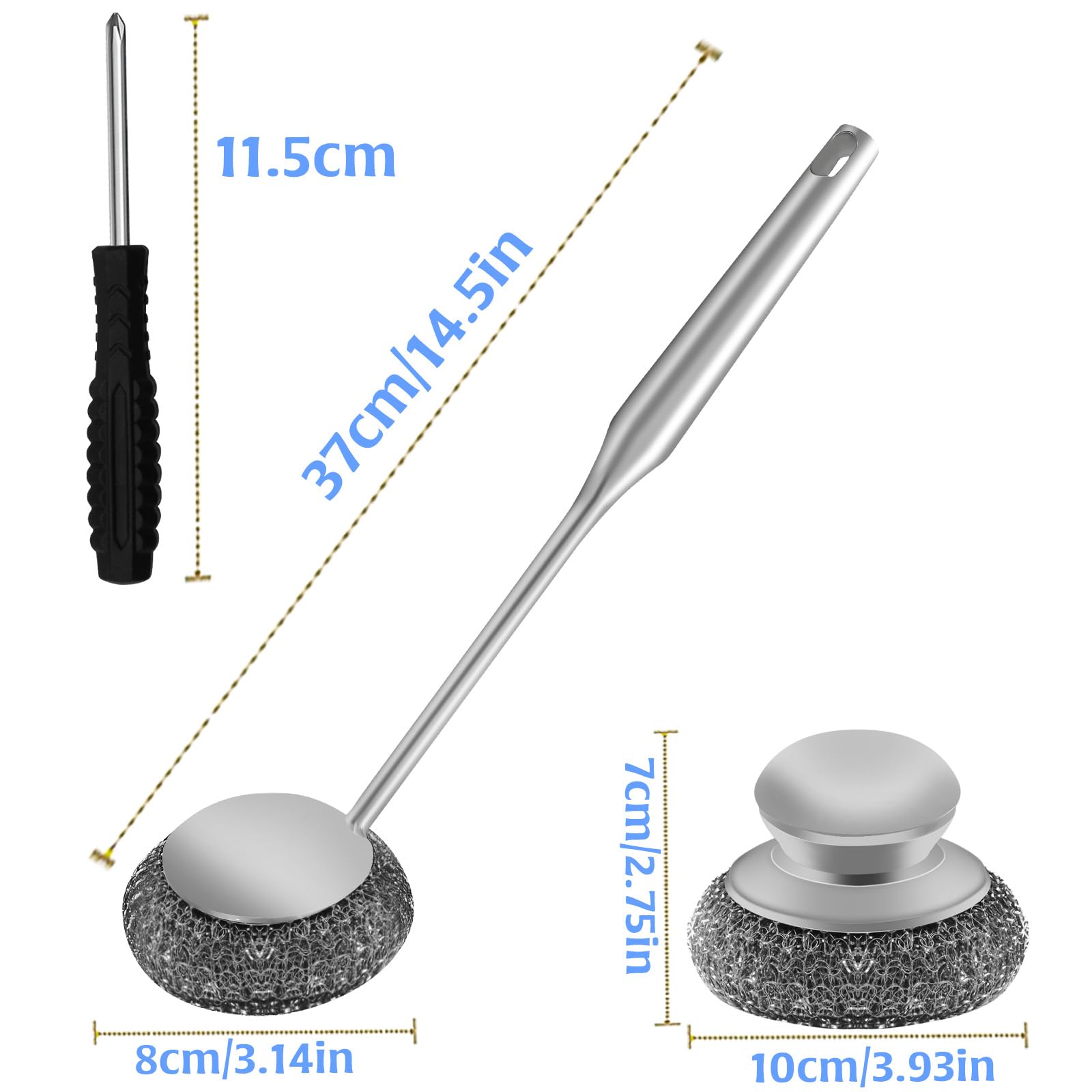 2Pcs Stainless Steel Wool Scrubber Sets (2 Count)