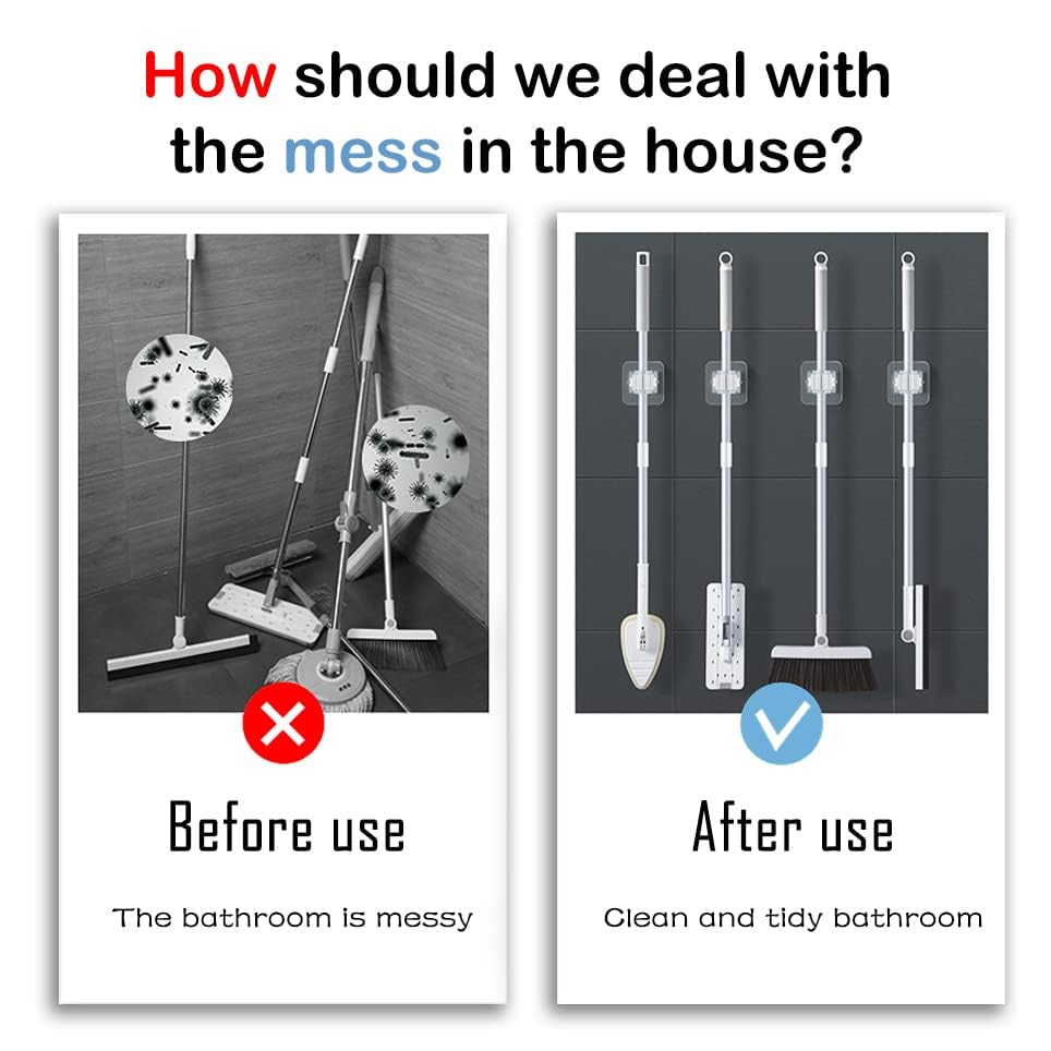 8 Pack Self Adhesive Broom Holder Wall Mount (8 Count)