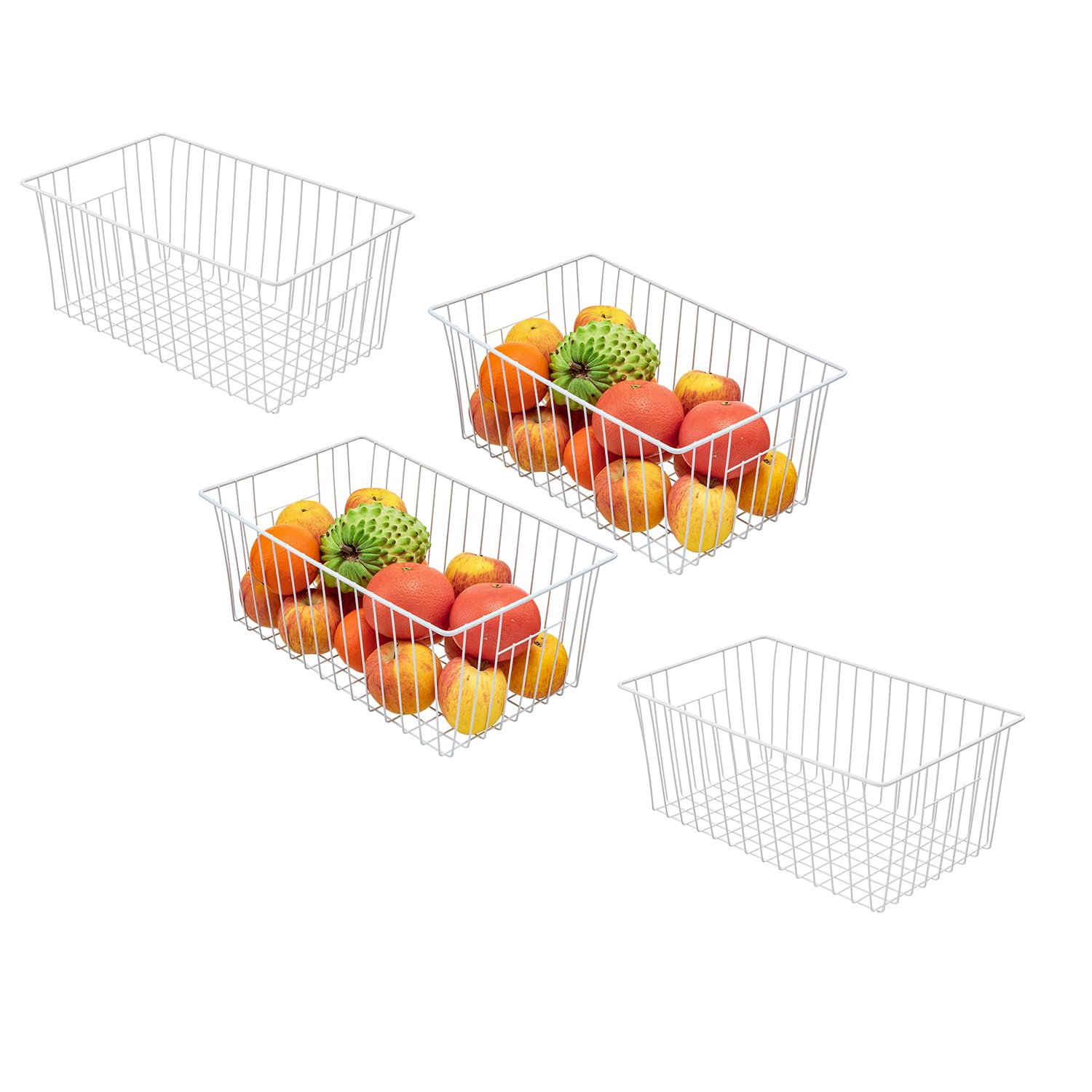 16Lx12Wx6H inch Wider Freezer Organizer Baskets Container (4 Count)