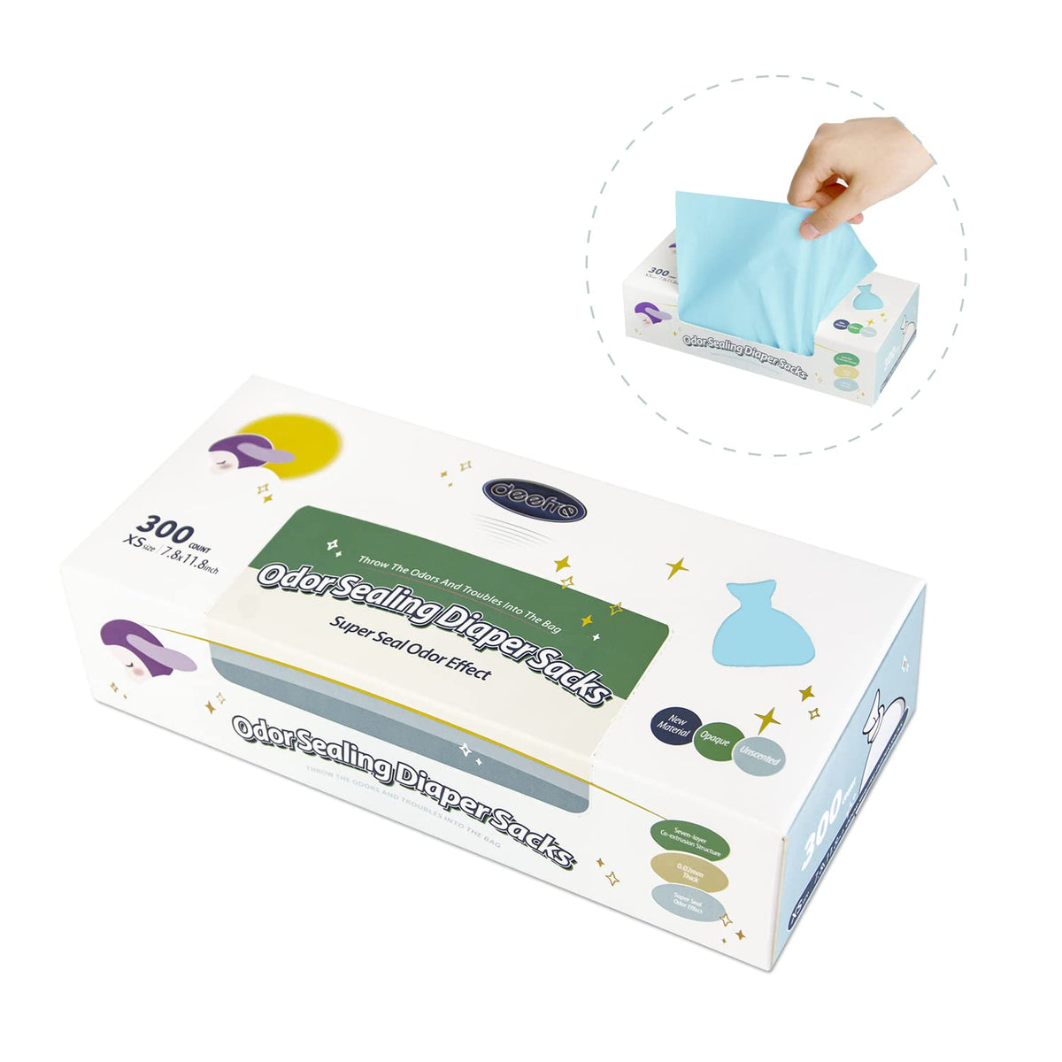 Odor Sealing Disposable Diaper Bags XS (300 Count)