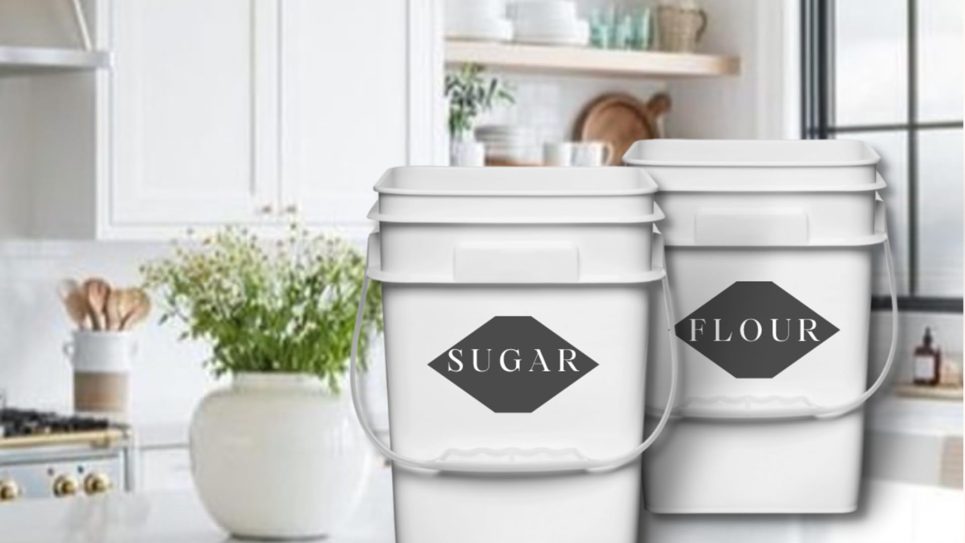 4 Gallon Square Food Grade Bucket Pail with Plastic Handles and Lid