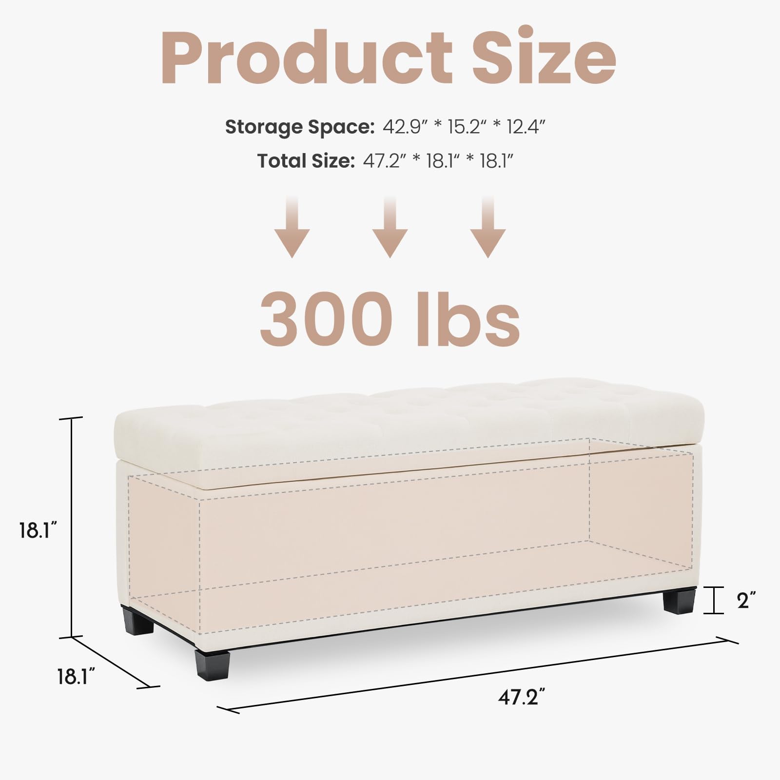 Storage Ottoman Bench for Bedroom