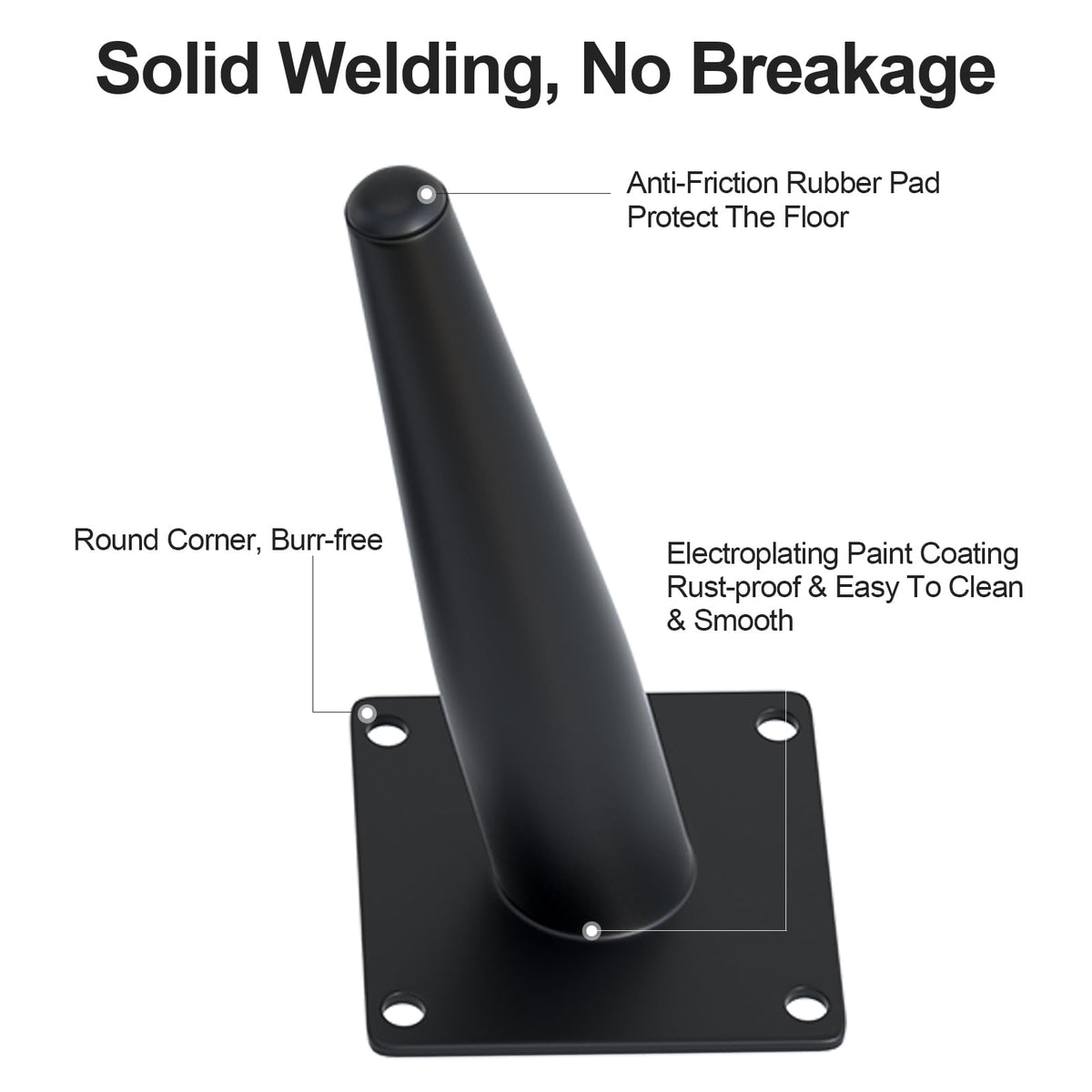 4PCS 5 Inch Matte Black Tapered Angled Legs for Furniture