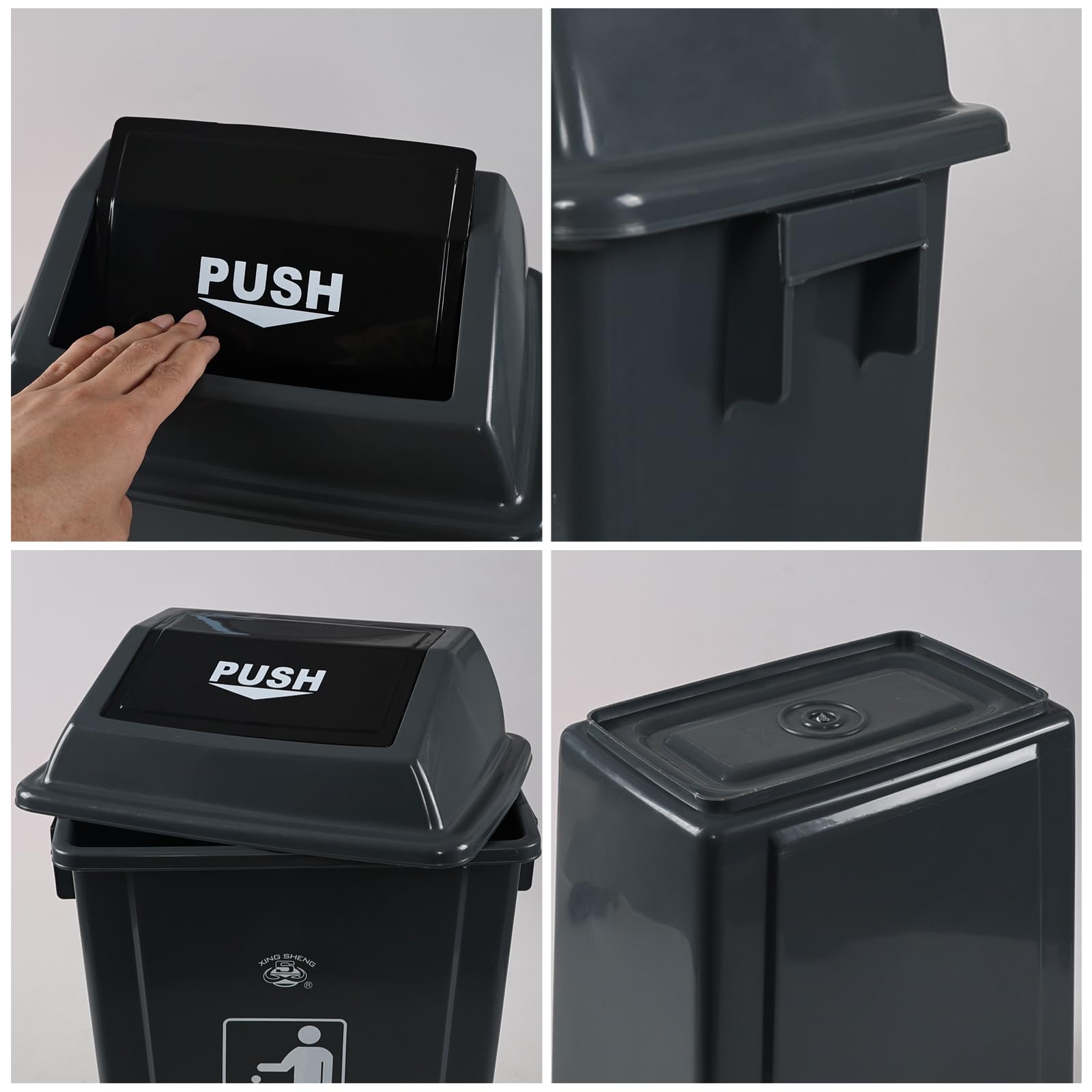 6 Gallon Office Trash Can with Swing Top Lid (4 Count)