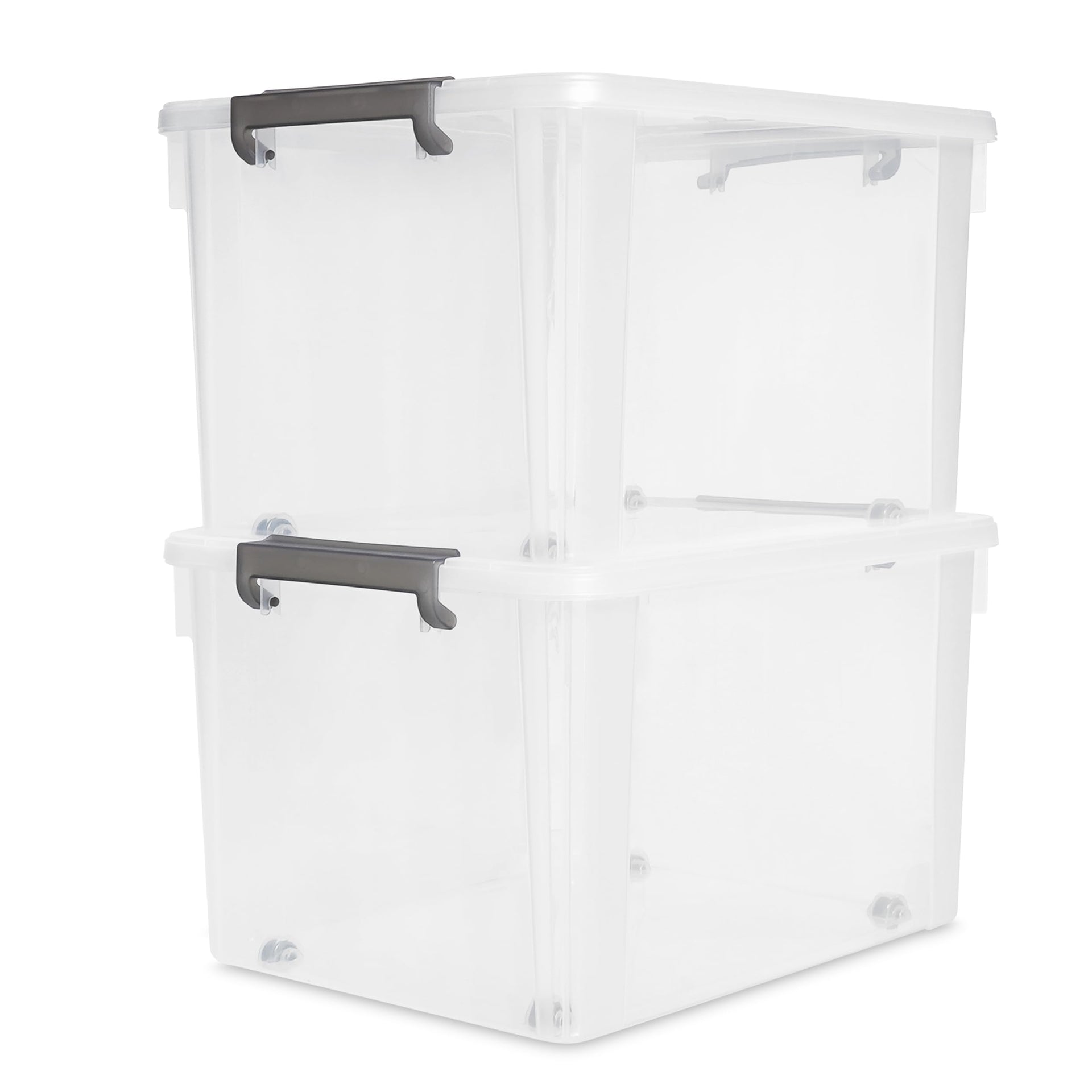 58.1 QT Plastic Storage Bins with Latching Lids Stackable Storage Containers for Organizing Large Clear Storage Box for Garage (2 Count)