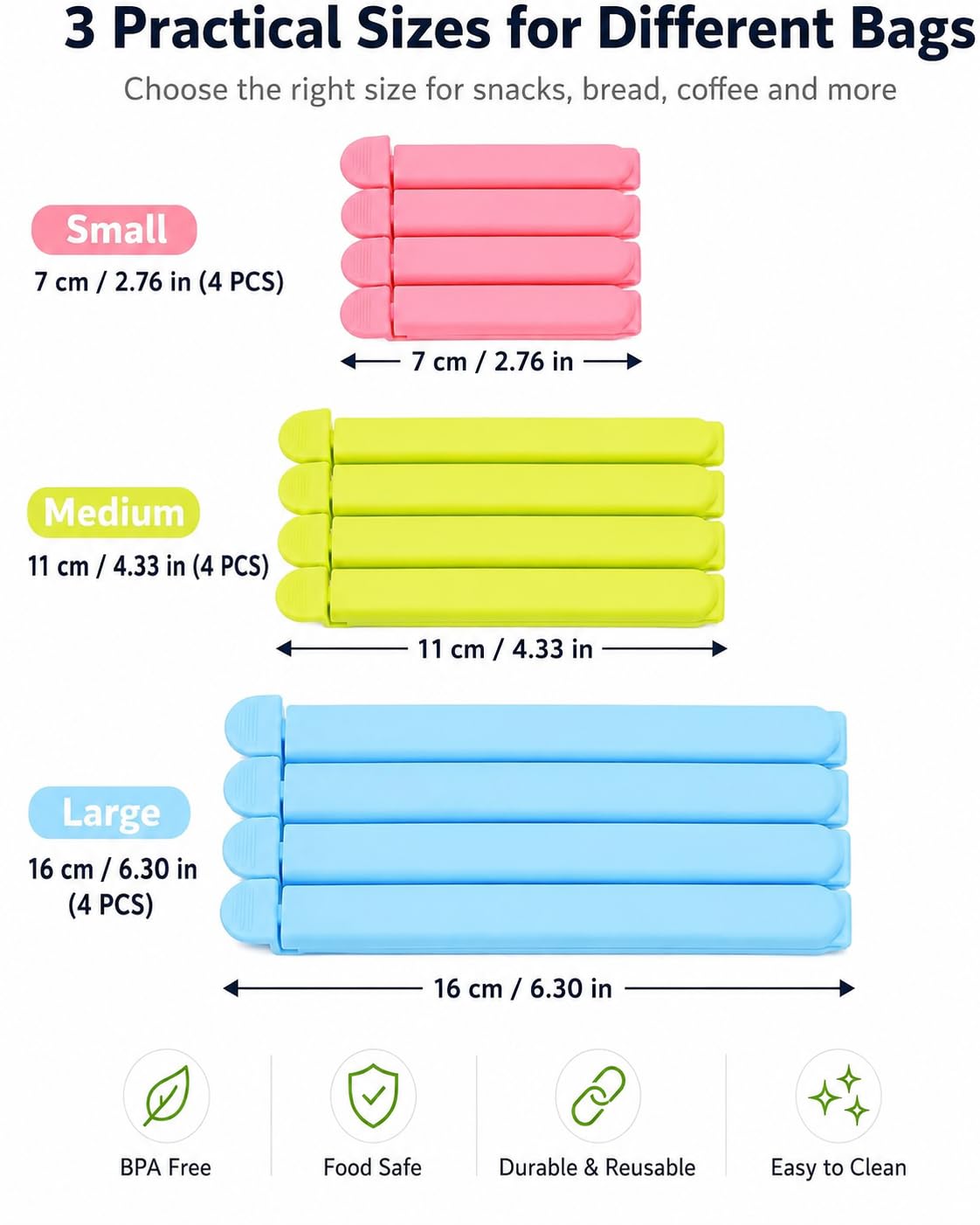 Tmflove 12 PCS Sealing Clips for Food and Snack Bag (12 Count)