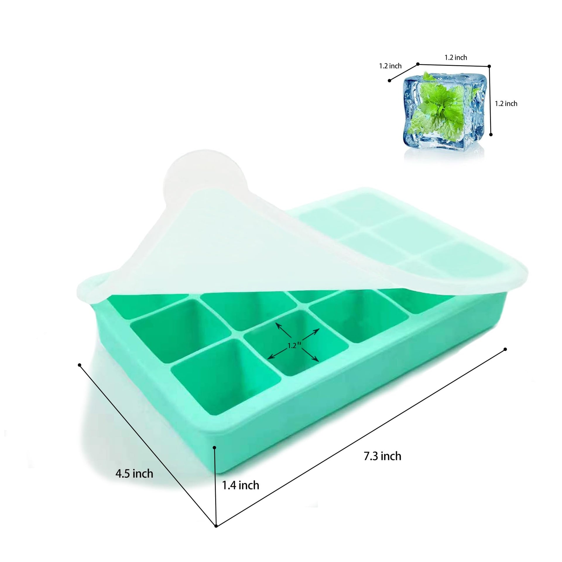 2 Pack Silicone Ice Cube Trays (5.76 Ounce)