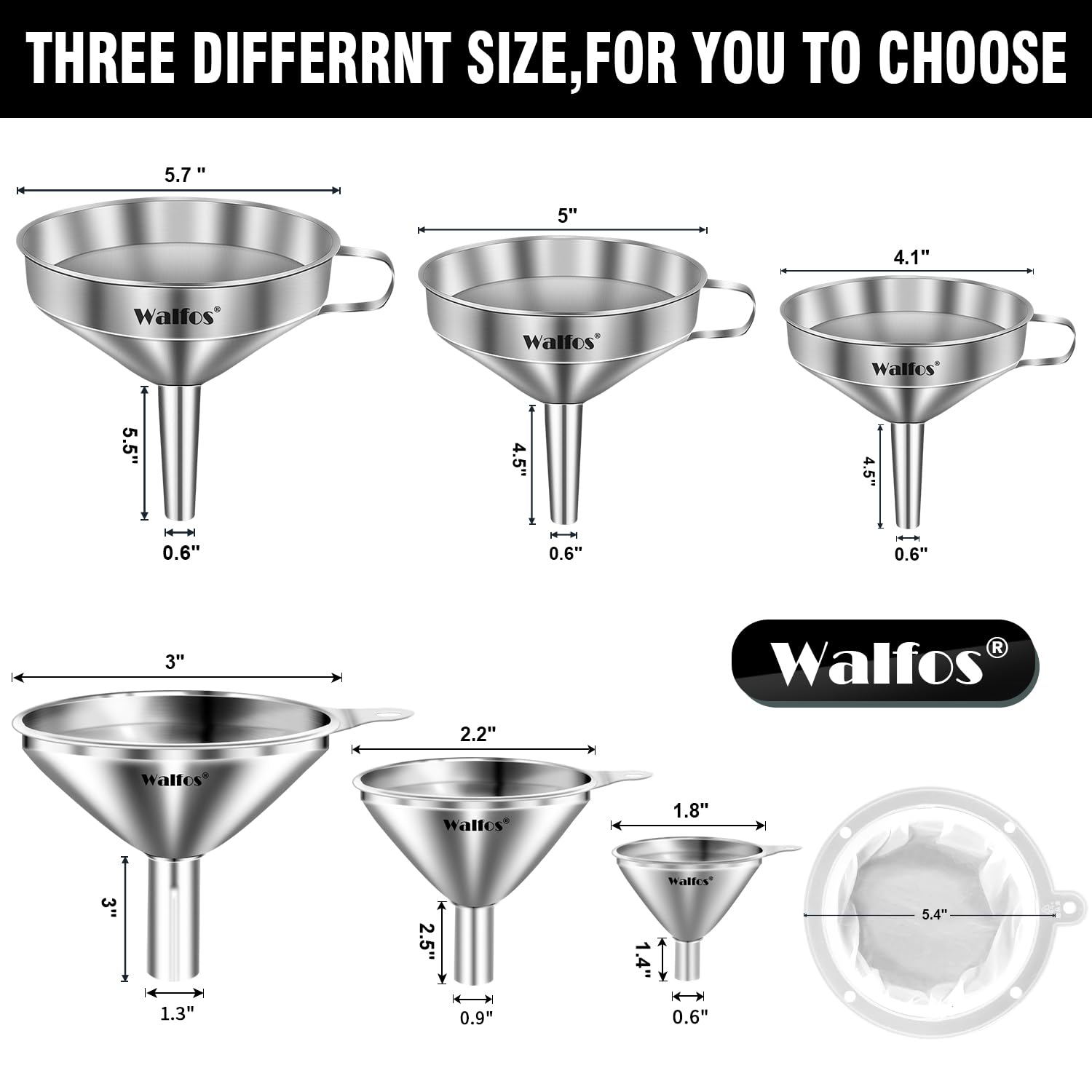Stainless Steel Funnel (6 Count)