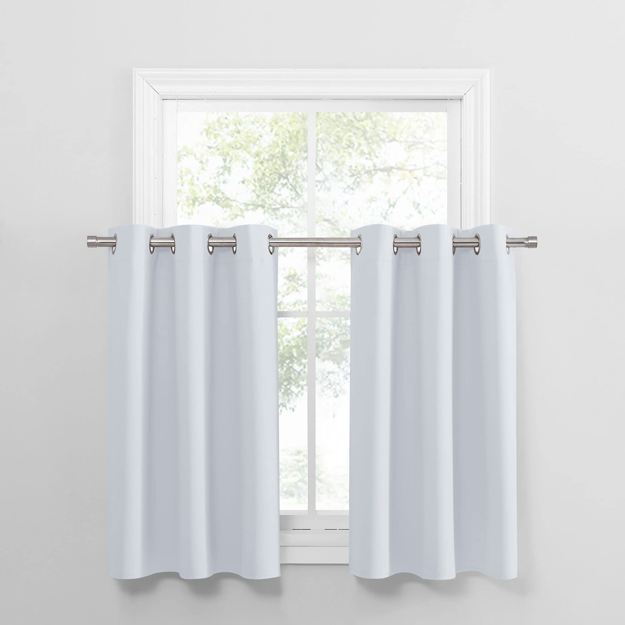Greyish White Room Darkening Kitchen Curtains 2 Panels Set (2 Count)