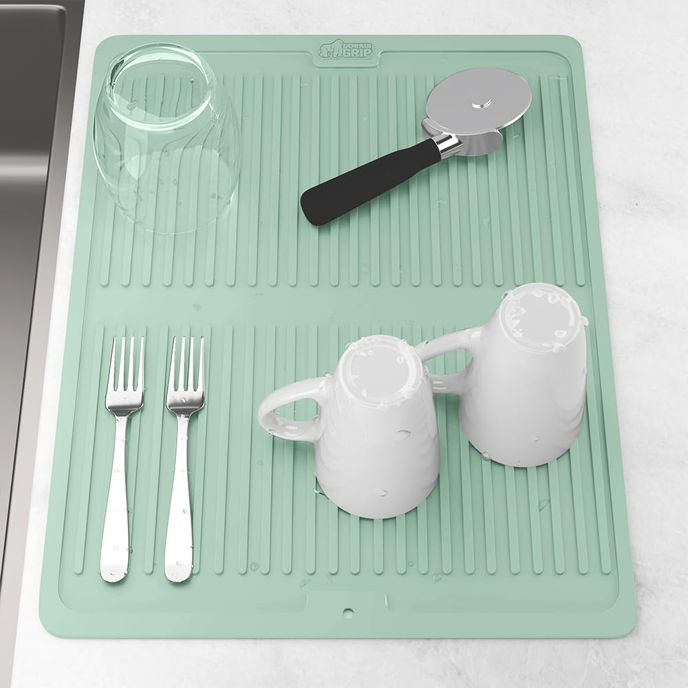 100% BPA Free Patented Silicone Dish Drying Mat for Kitchen Counter