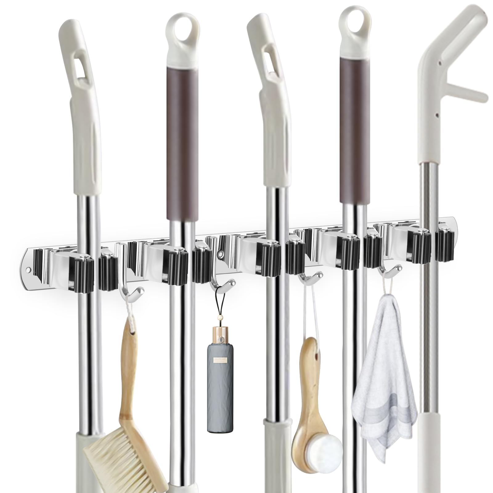 Broom Holder Wall Mount Stainless Steel Mop Organizer