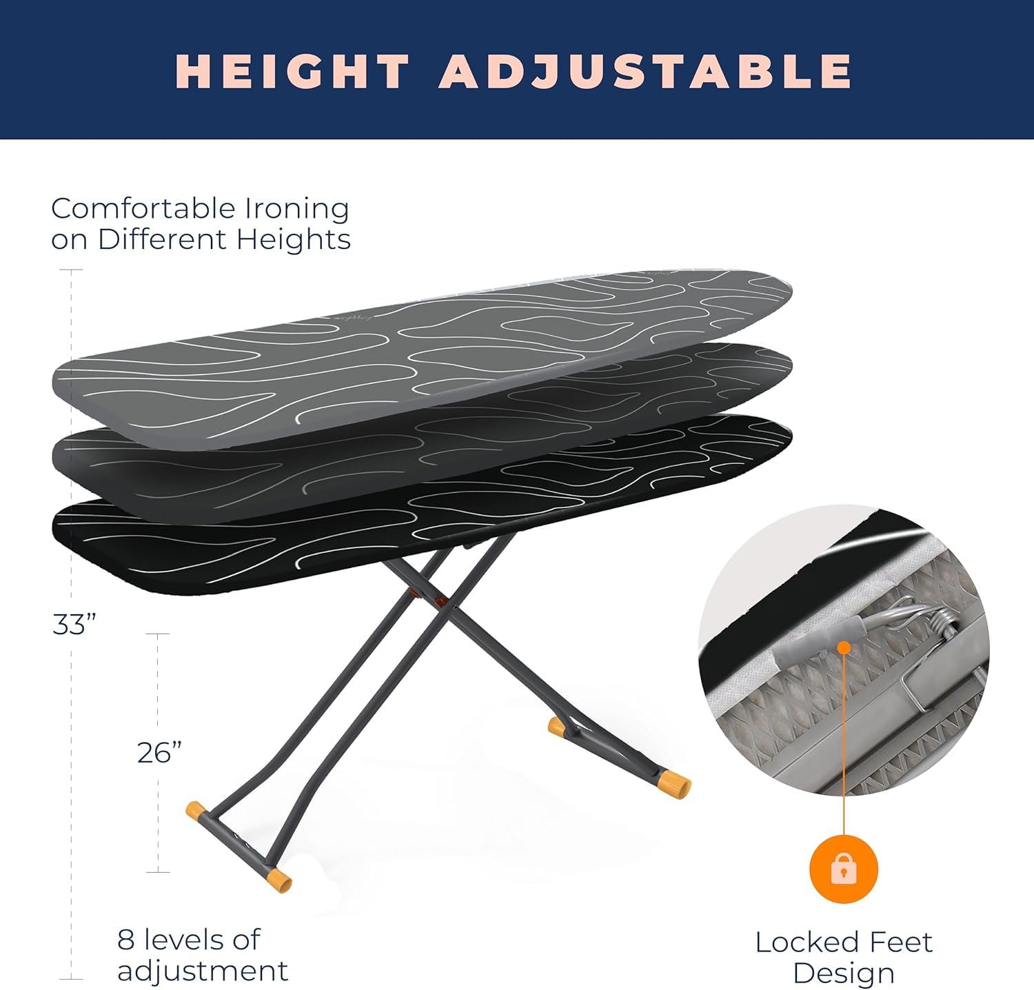Ironing Board Compact Space Saver with Extra Thick 4 Layers Heat Resistant Cover