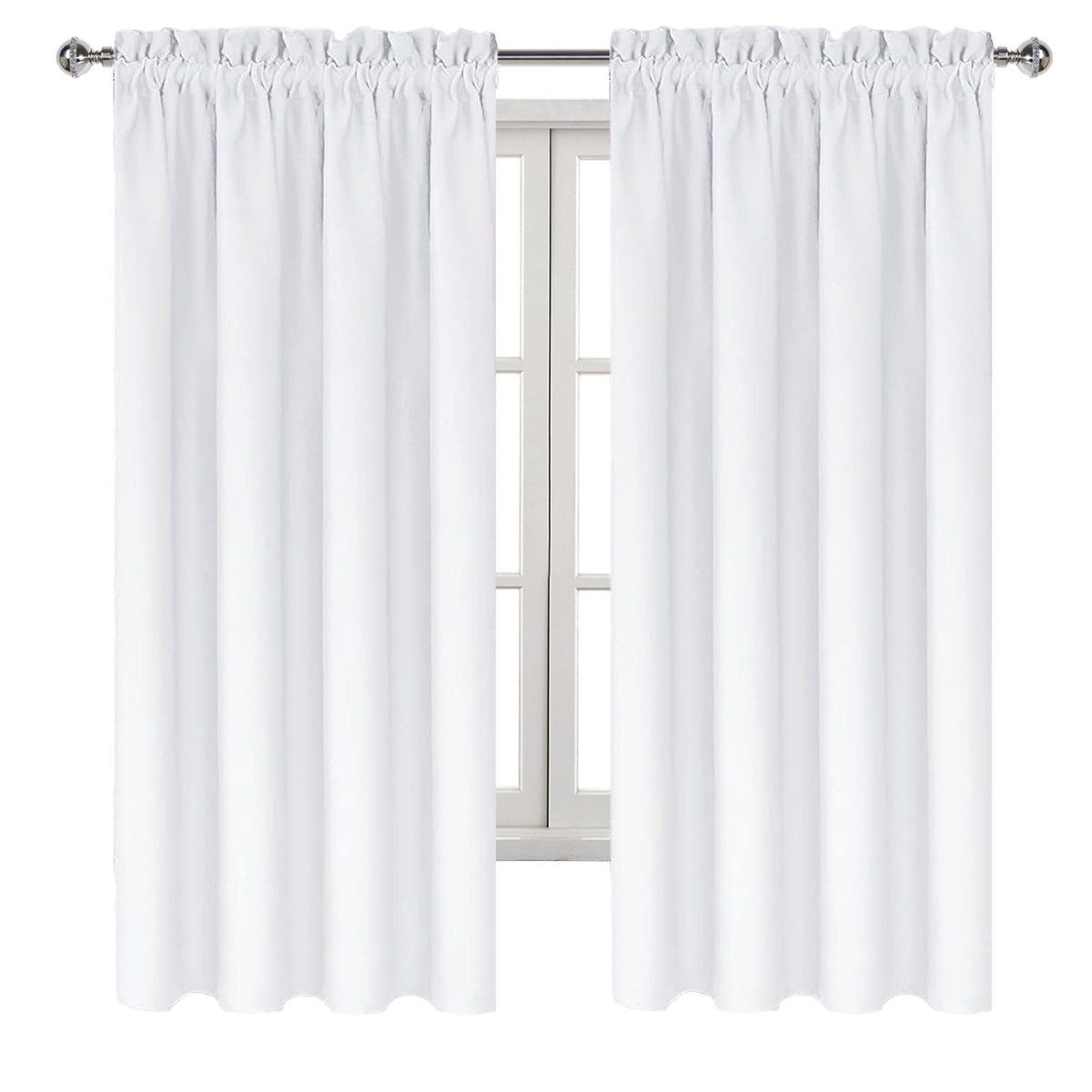 White Curtains 50% Light Blocking for Living Room 72 Inch 2 Panels (2 Count)