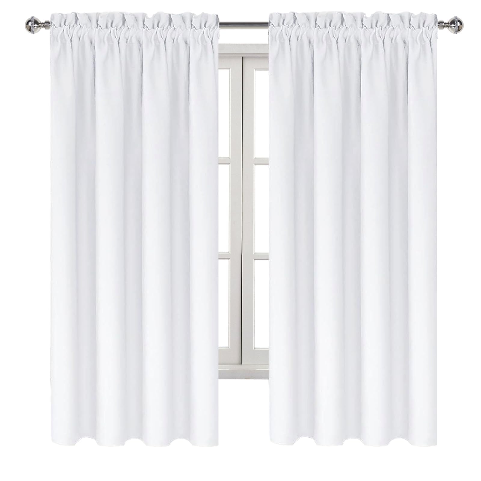 White Curtains 50% Light Blocking for Living Room 63 Inch 2 Panels (2 Count)